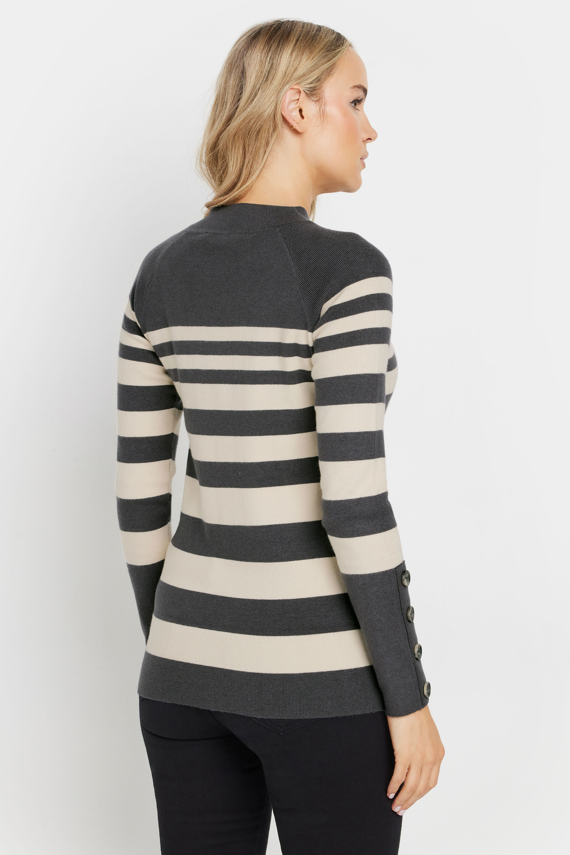 LTS PREMIUM Tall Grey Contrast Stripe Jumper | Long Tall Sally 3