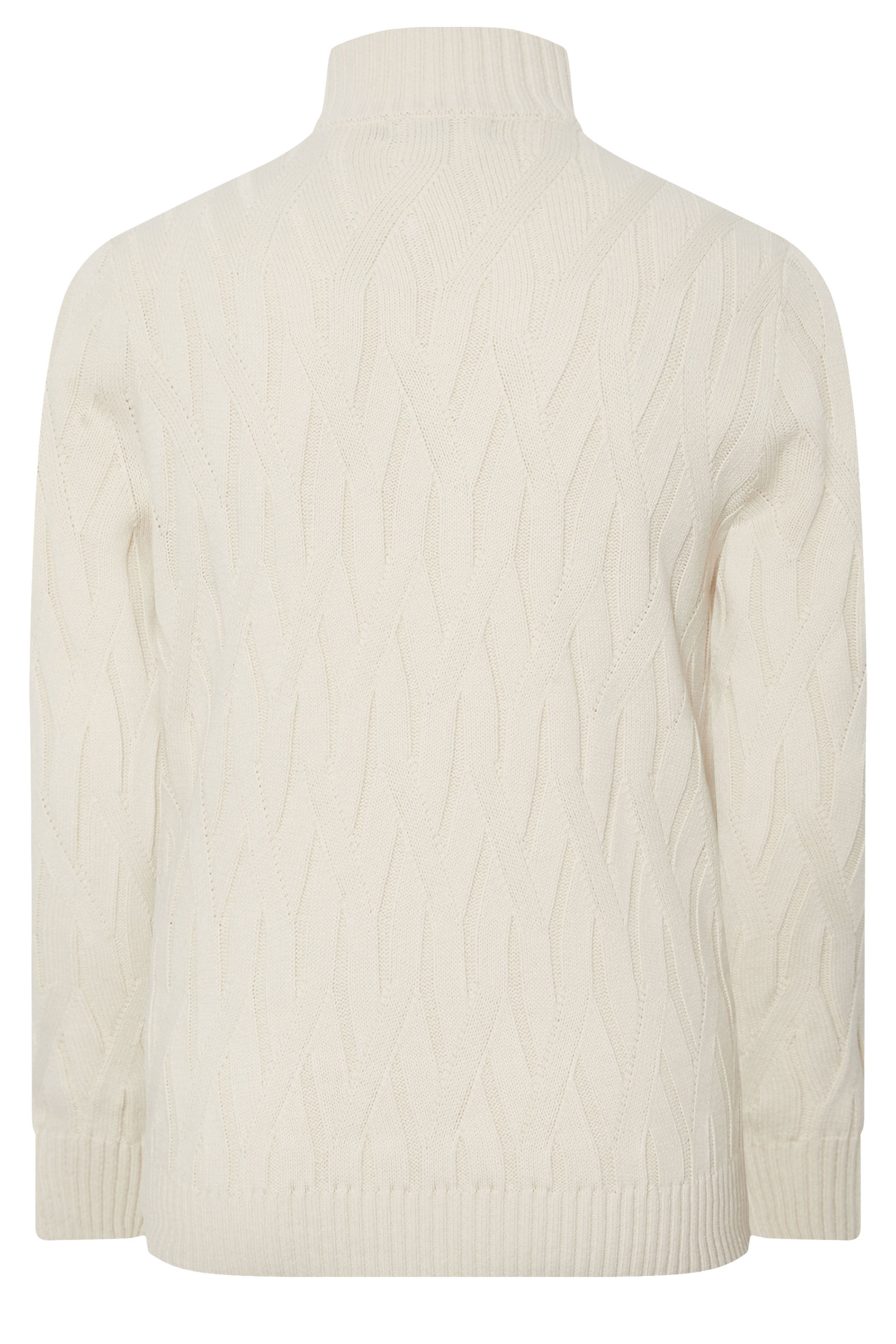 BadRhino Big & Tall Marshmallow Cream Cable Knit Quarter Zip Jumper | BadRhino 8