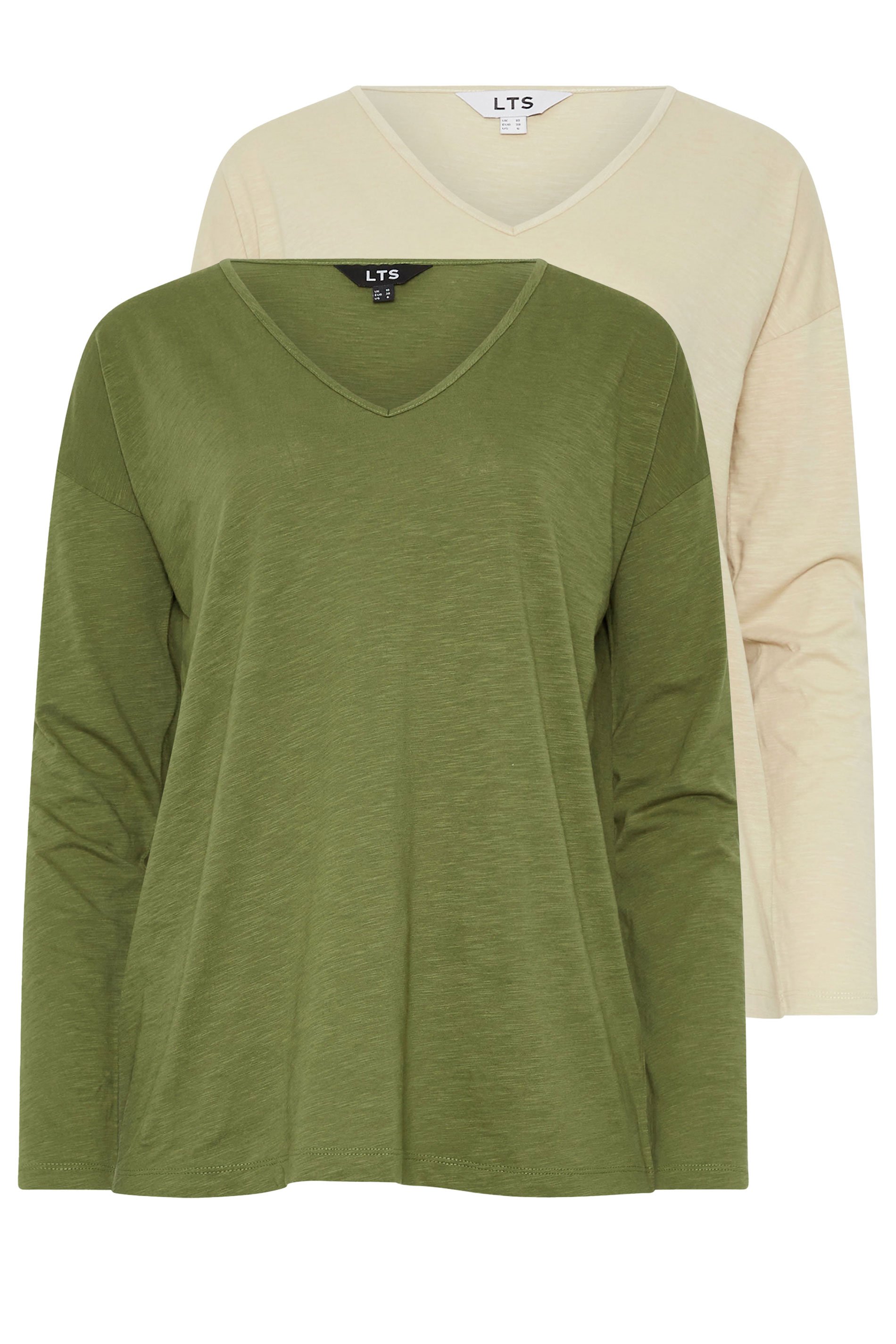 LTS Tall 2 PACK Stone Brown & Green Long Sleeve T-Shirts | Long Tall Sally 7