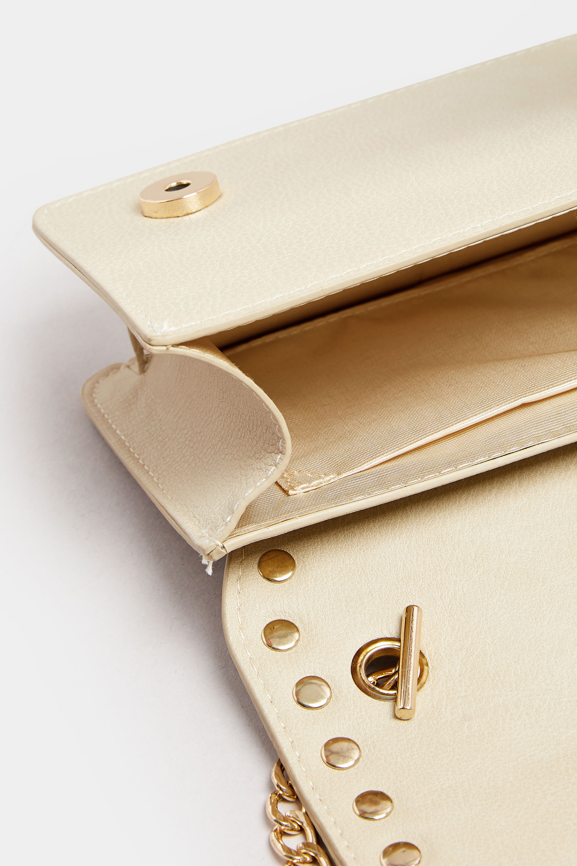 Beige Brown Faux Leather Stud Detail Cross Body Bag | Yours Clothing 6