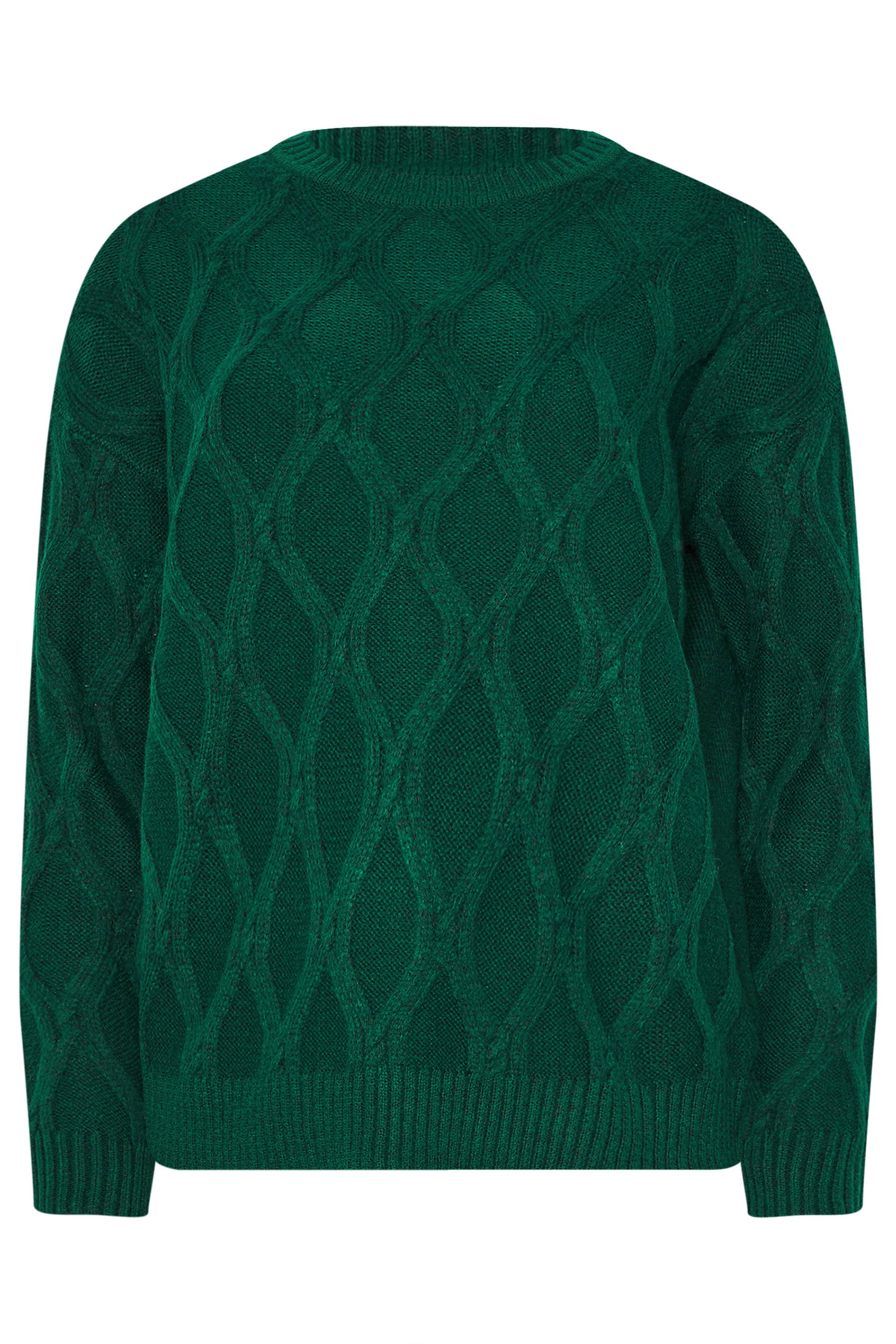 LTS Tall Dark Green Cable Knit Jumper | Long Tall Sally 5
