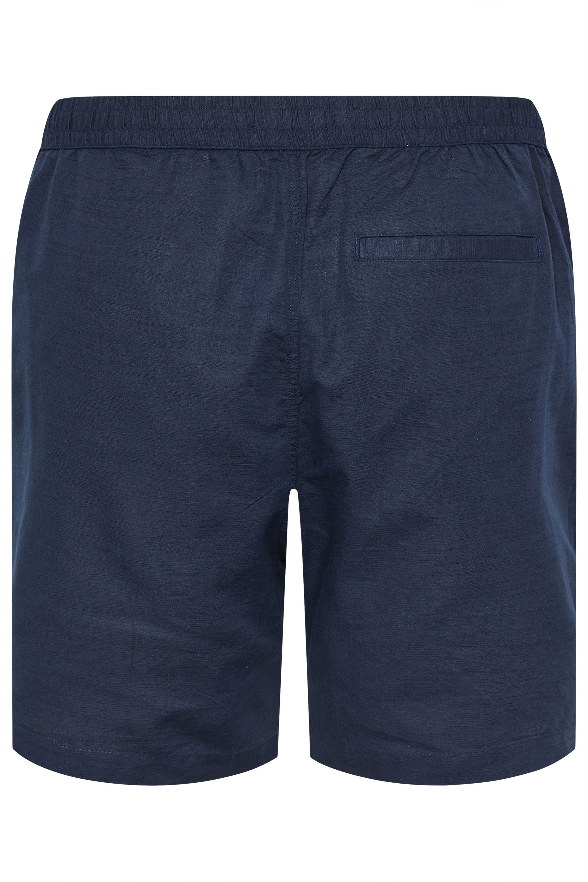 BadRhino Big & Tall Navy Blue Cotton Linen Mix Shorts | BadRhino 8