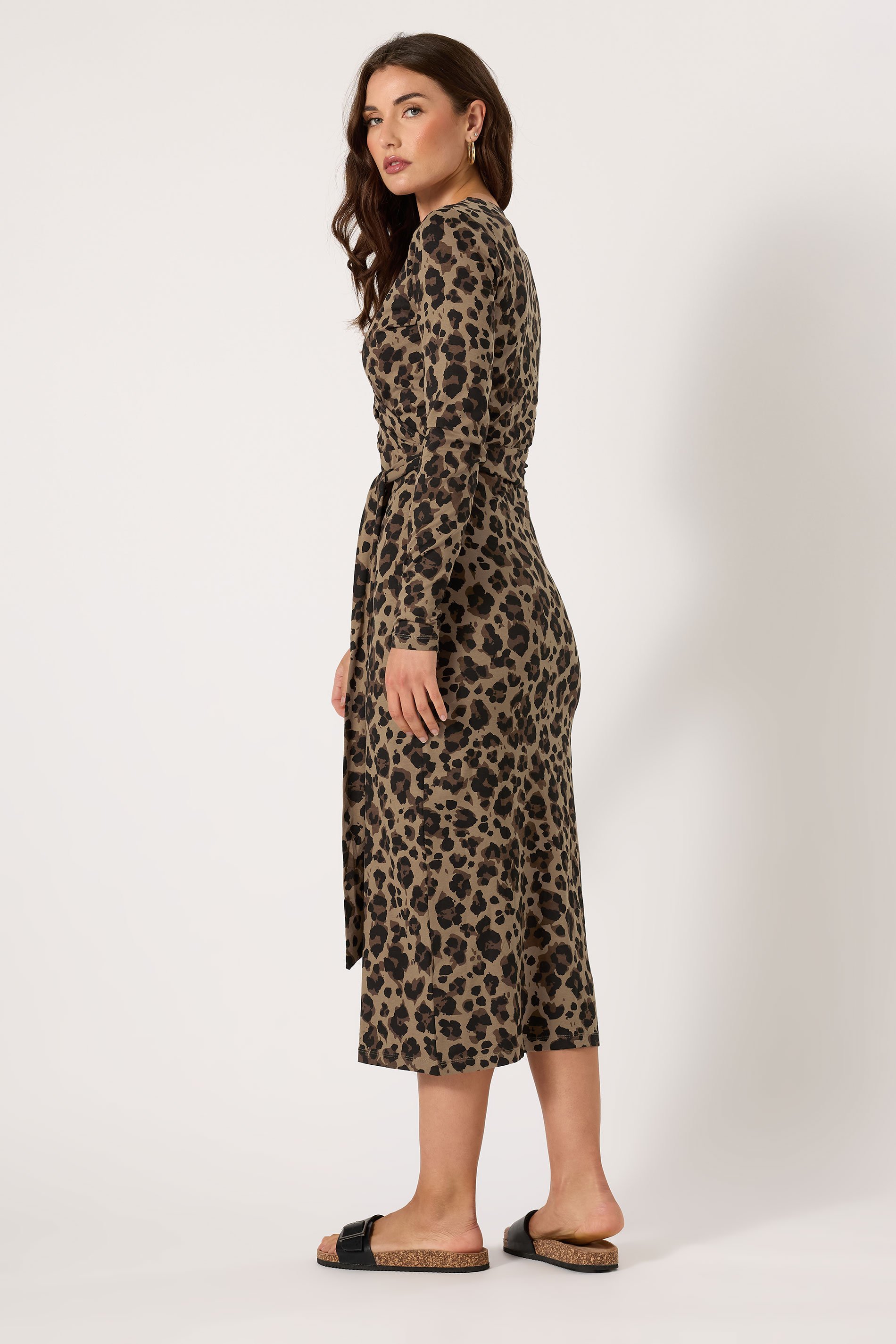 LTS Tall Brown Leopard Print Midaxi Wrap Dress | Long Tall Sally 3