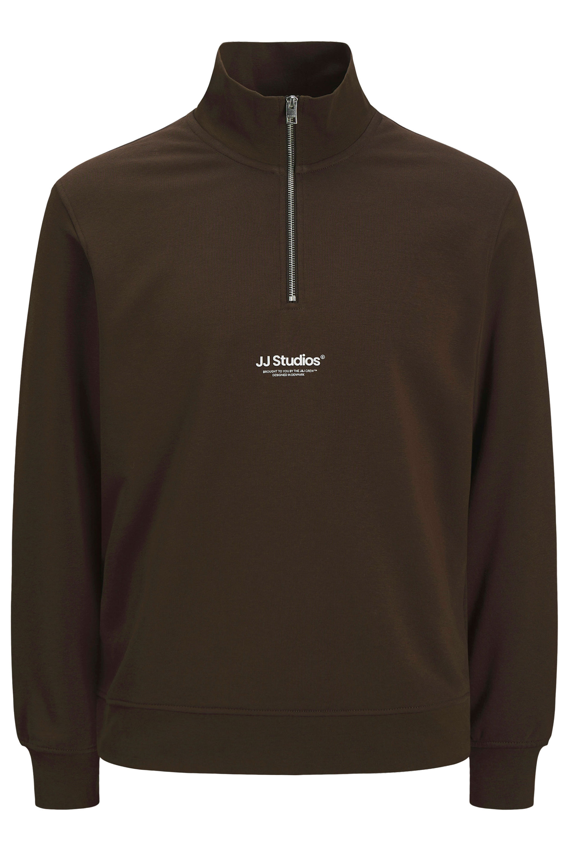 Jack & Jones Big & Tall Brown JJ Studio Quarter Zip Sweatshirt | BadRhino 4