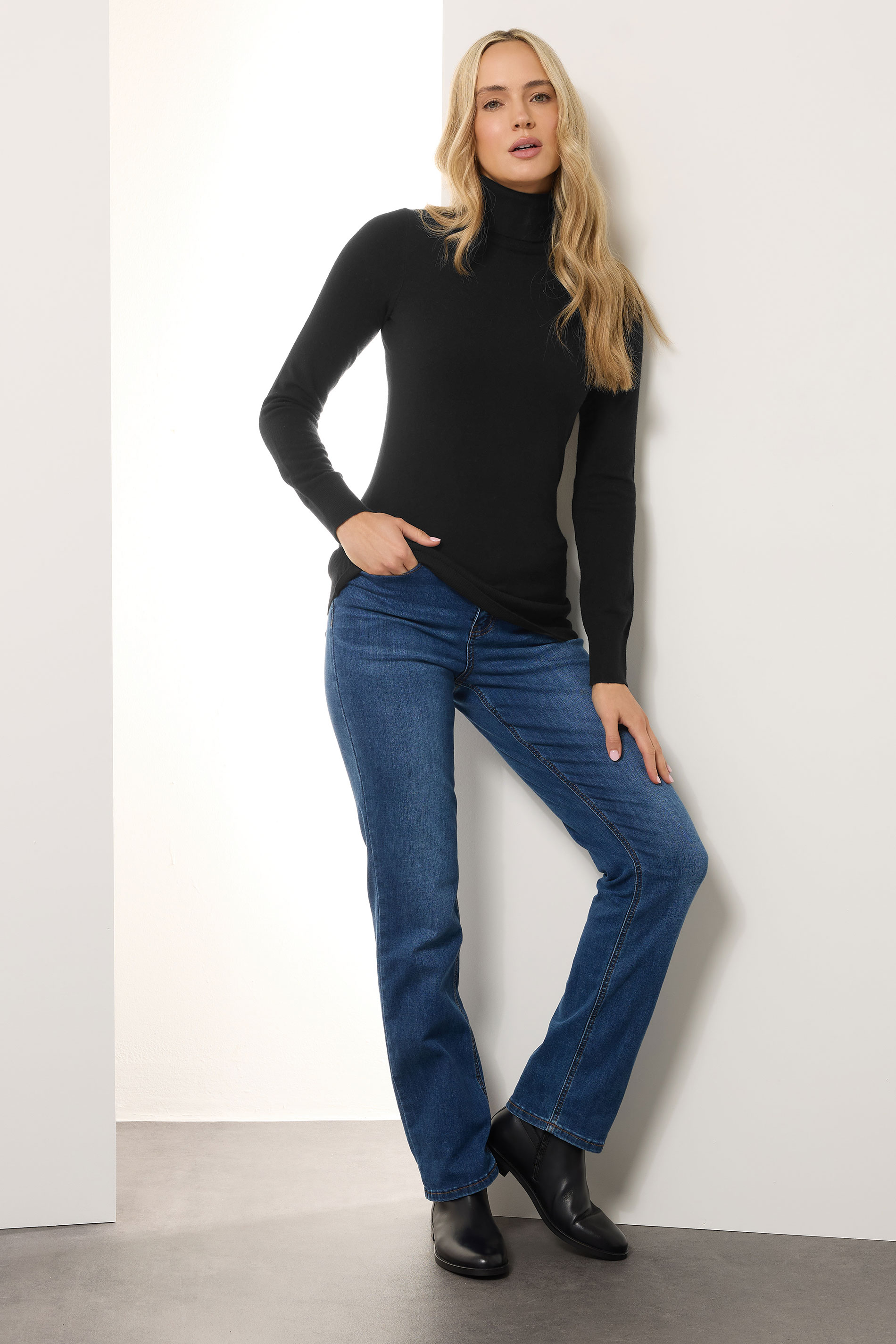 LTS Tall Black Knitted Roll Neck Jumper | Long Tall Sally 2