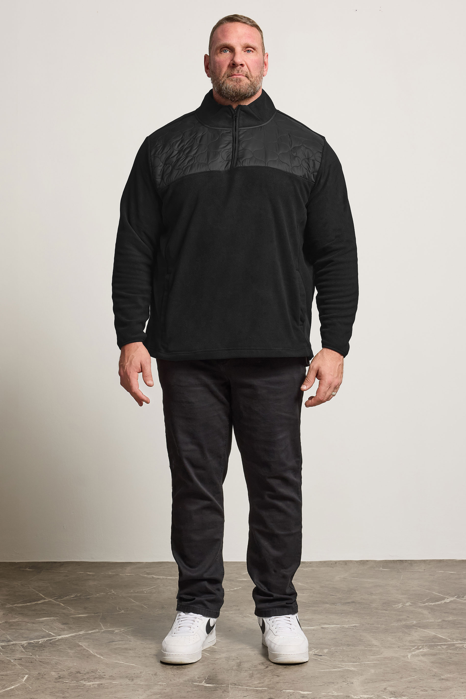 BadRhino Big & Tall Black Quarter Zip Quilted Fleece Jacket | BadRhino 2