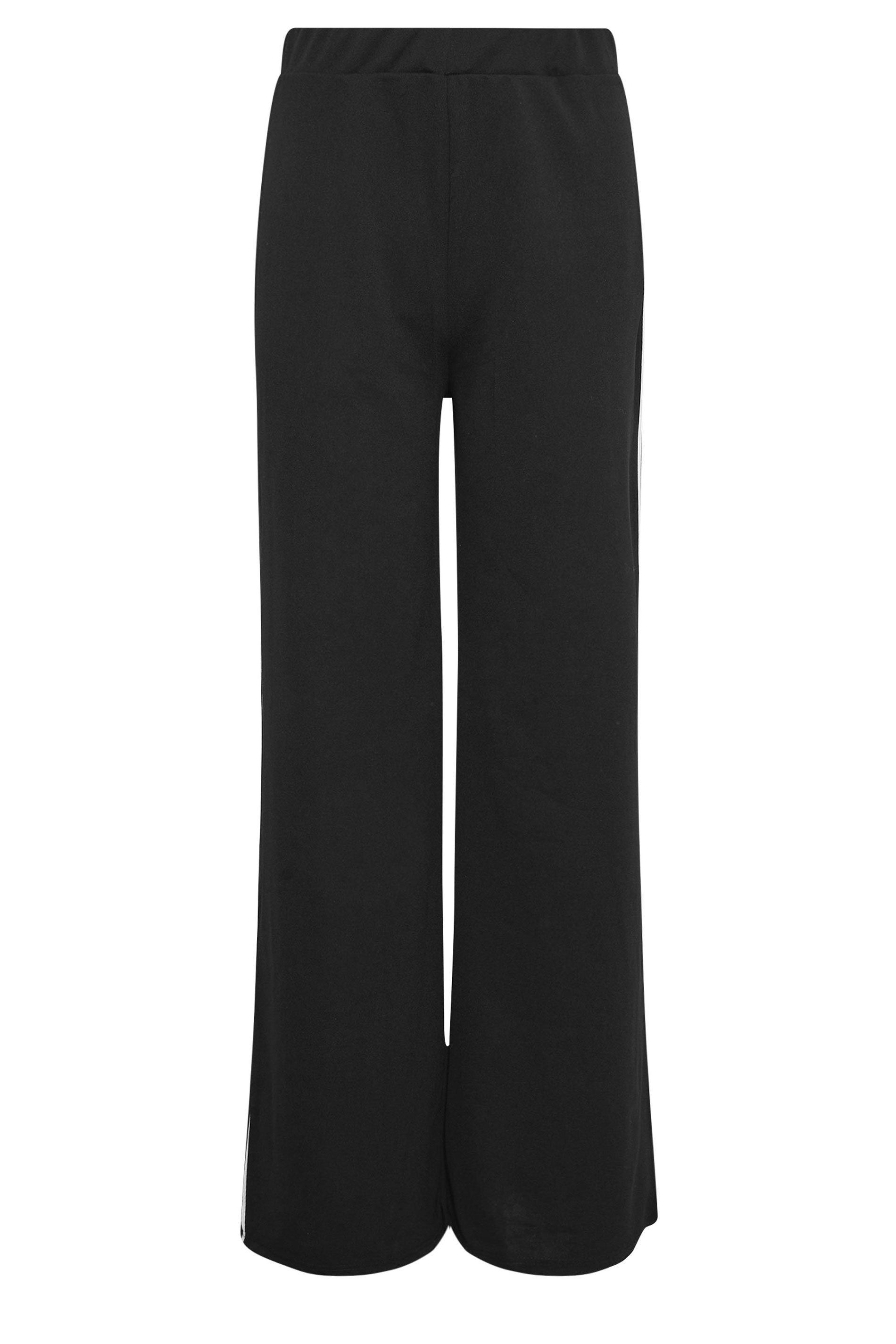 LTS Tall Womens Black & White Side Pipe Detail Wide Leg Trousers | Long Tall Sally 5