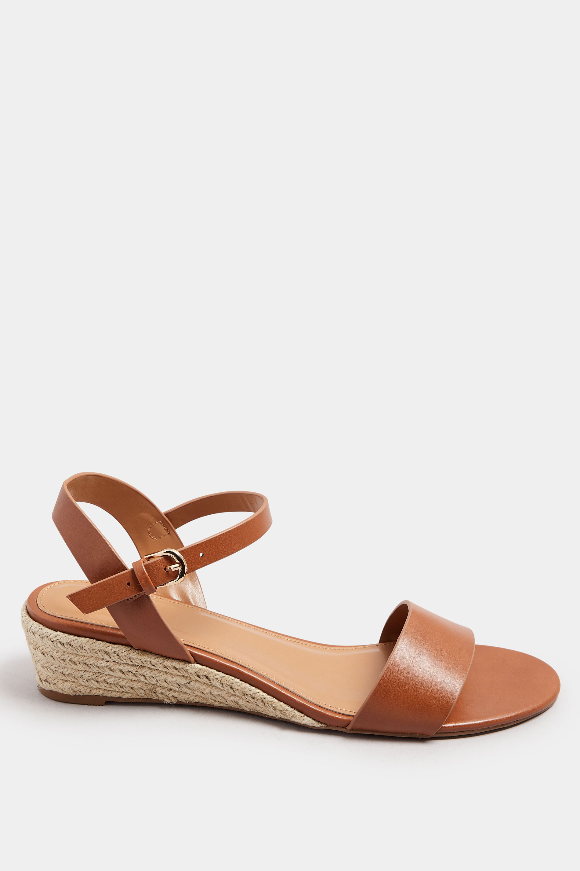 LTS Tan Brown Rope Wedge Sandals In Standard Fit | Long Tall Sally 3