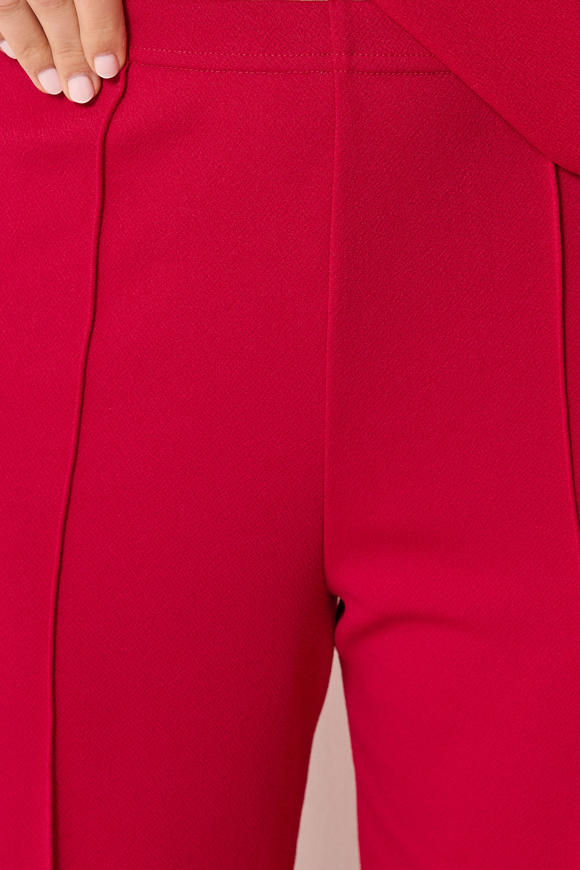 LTS Tall Women's Set Bright Red Textured Waistcoat & Wide Leg Trousers | Long Tall Sally 2