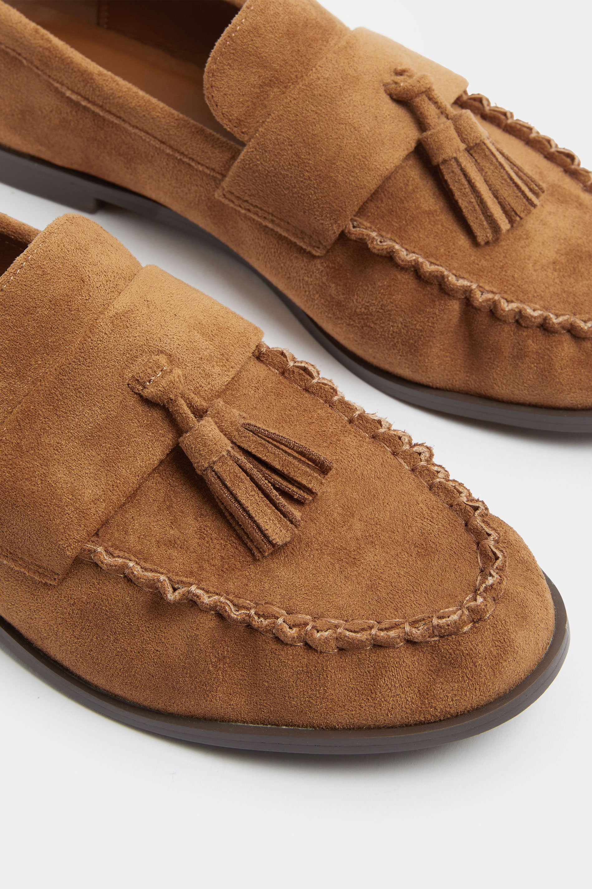 LTS Natural Brown Faux Suede Tassel Loafer In Standard Fit | Long Tall Sally 6