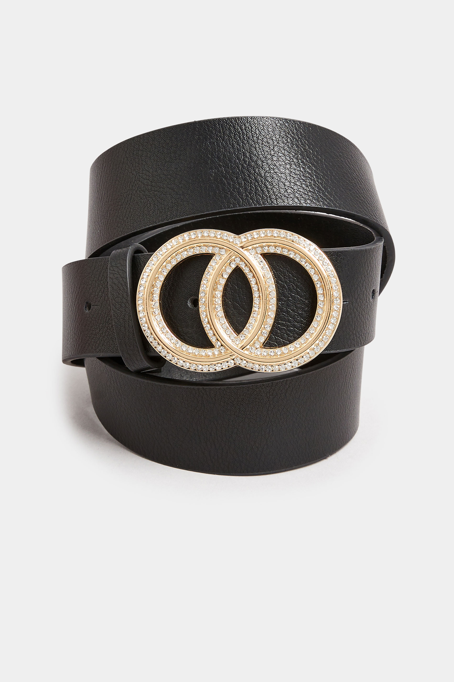 Black Diamante Double Circle Buckle Belt | Yours Clothing 2