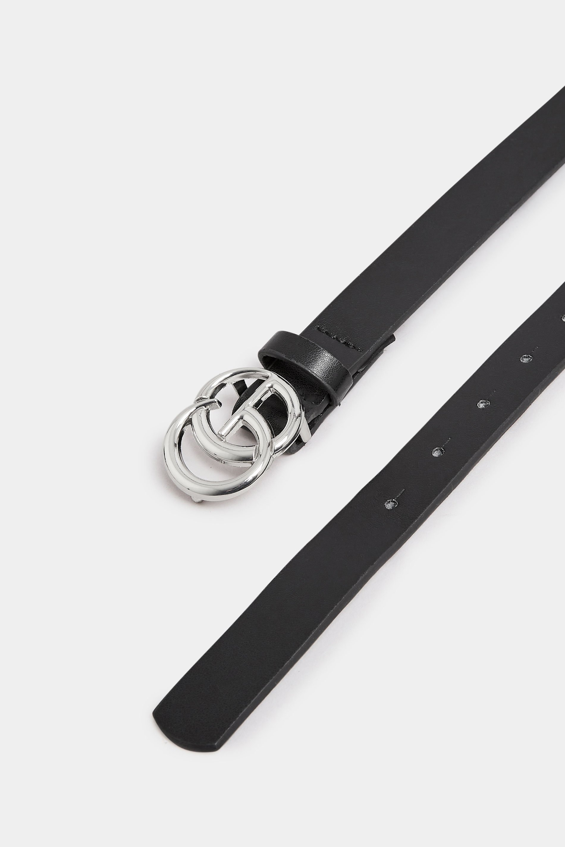 2 PACK Black & Croc Print Initial Logo Belts | Yours Clothing 8