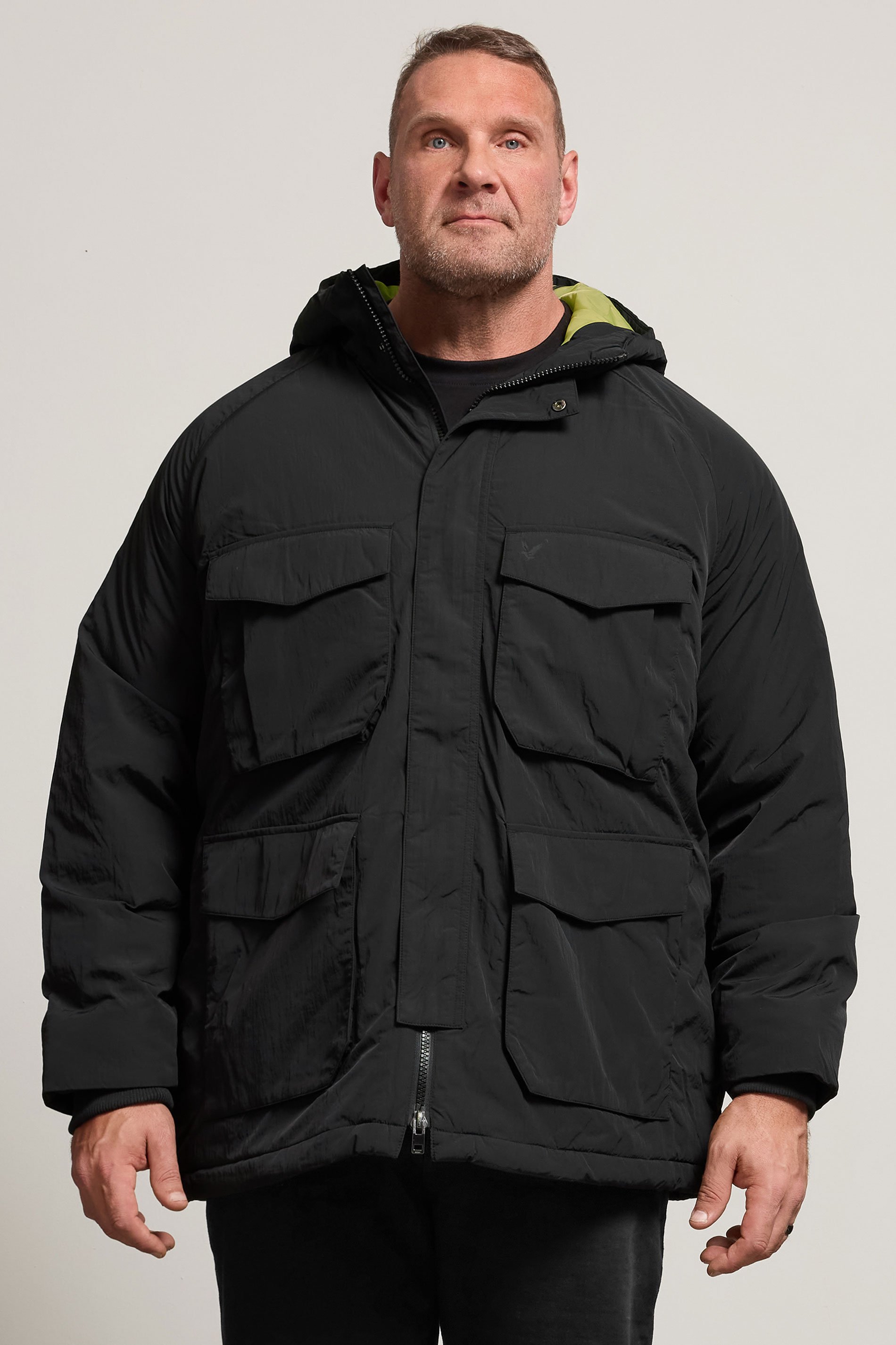 LYLE & SCOTT Big & Tall Black Tactical Parka Coat | BadRhino 1