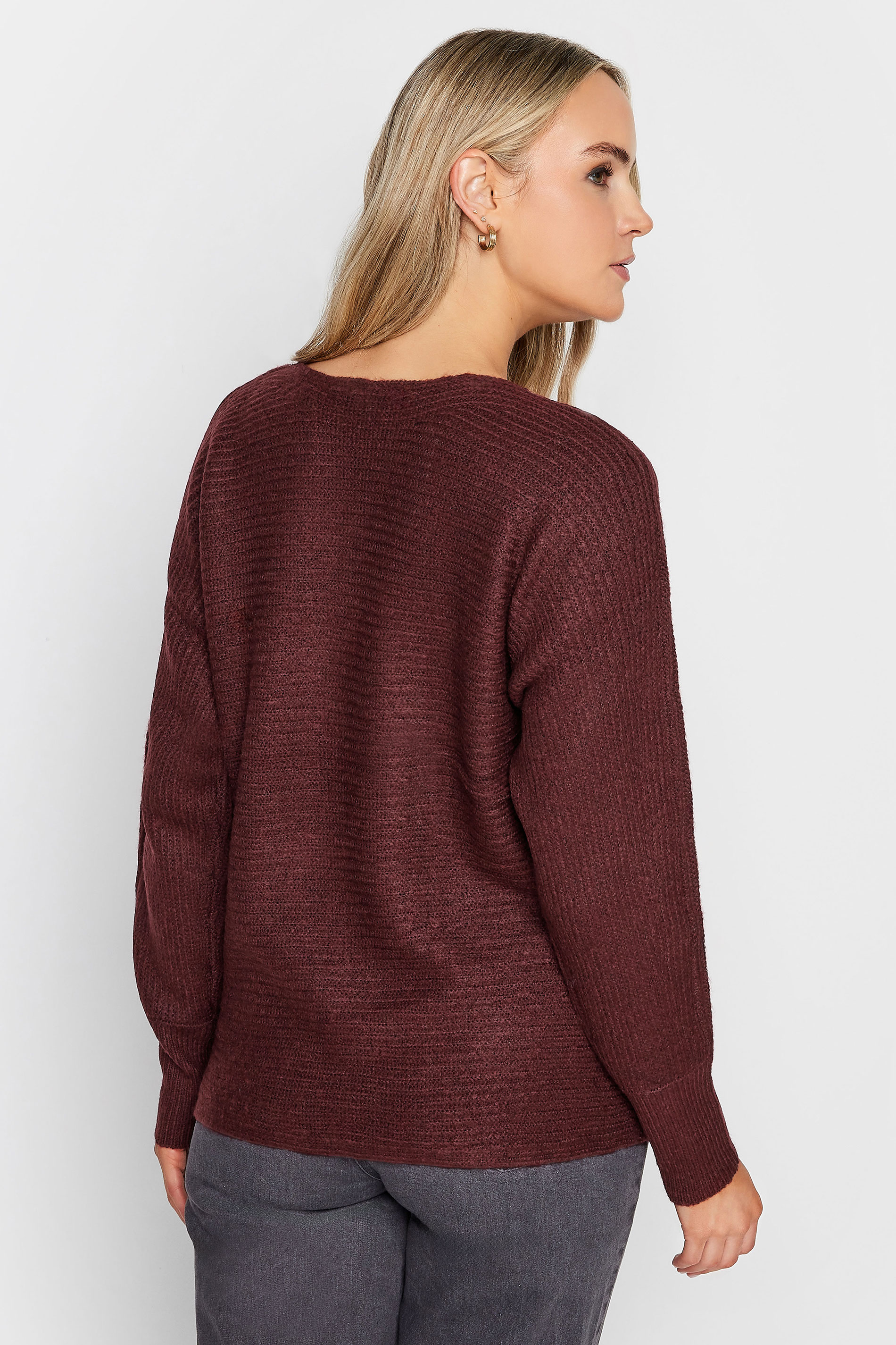 LTS Tall Womens Burgundy Red Long Sleeve Knit Jumper | Long Tall Sally 3