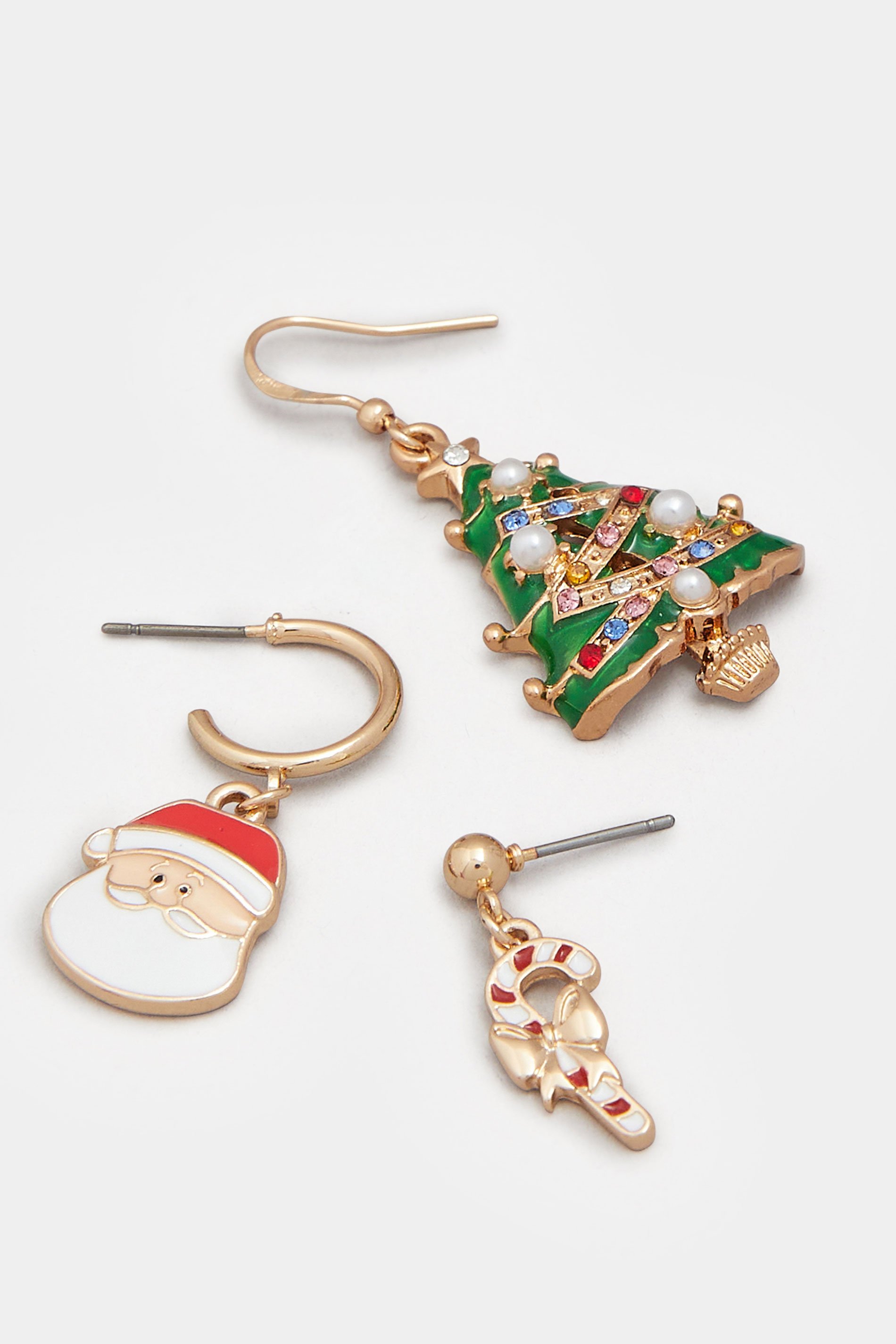 3 PACK Gold Tone Novelty Christmas Earrings | Yours Clothing 4