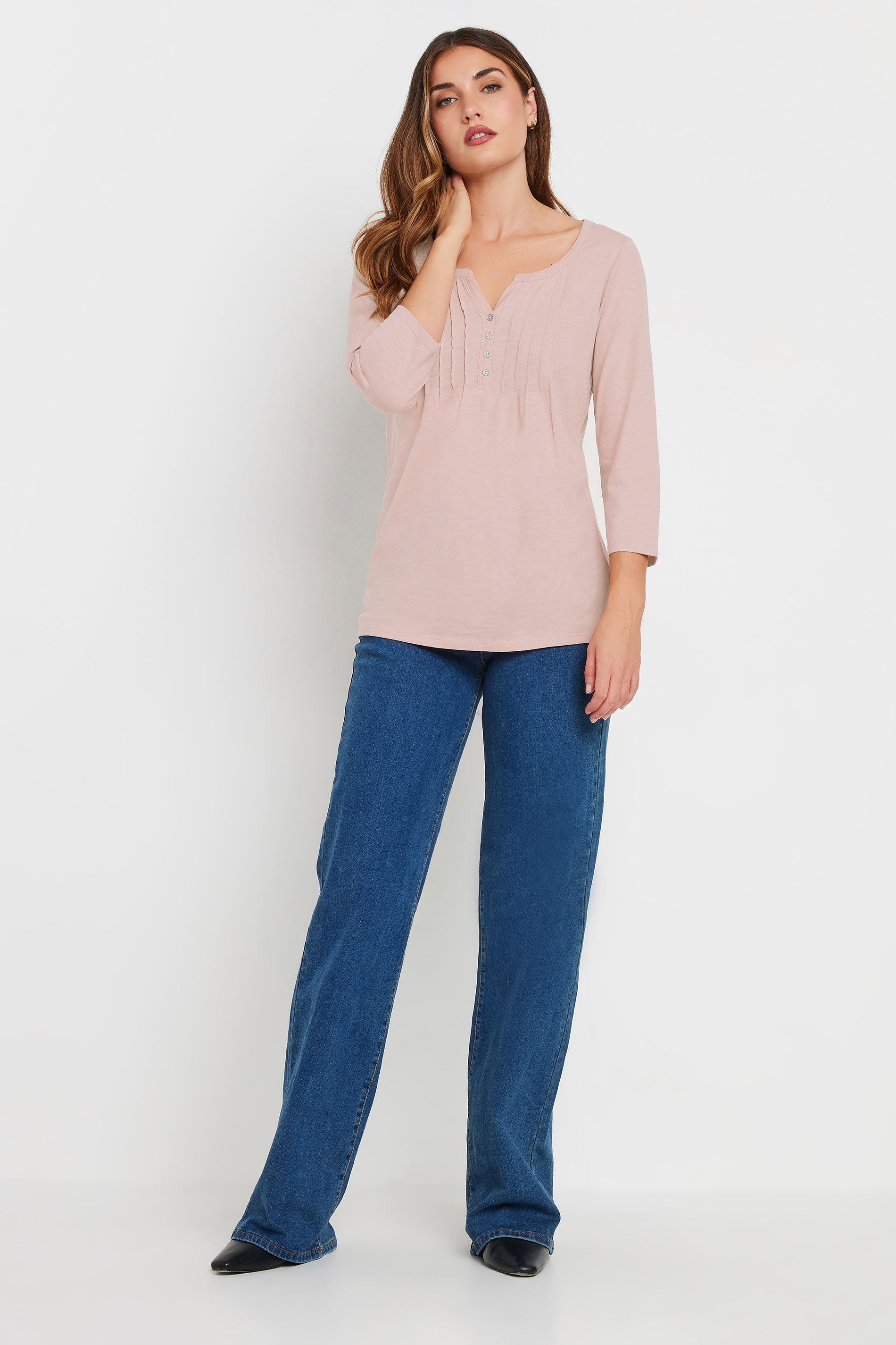 LTS Tall Light Pink Henley Top | Long Tall Sally 2