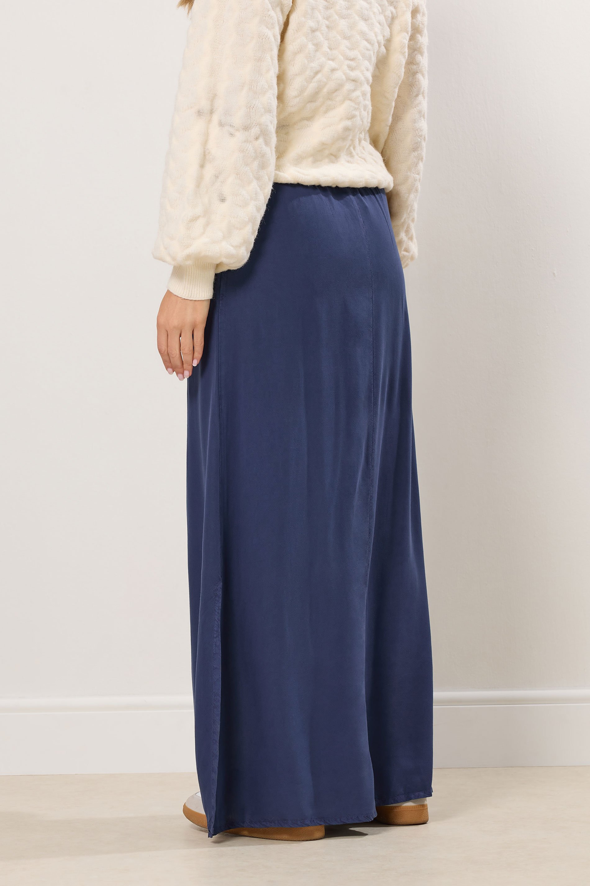 LTS Tall Navy Blue Acid Wash Side Split Maxi Skirt | Long Tall Sally 3