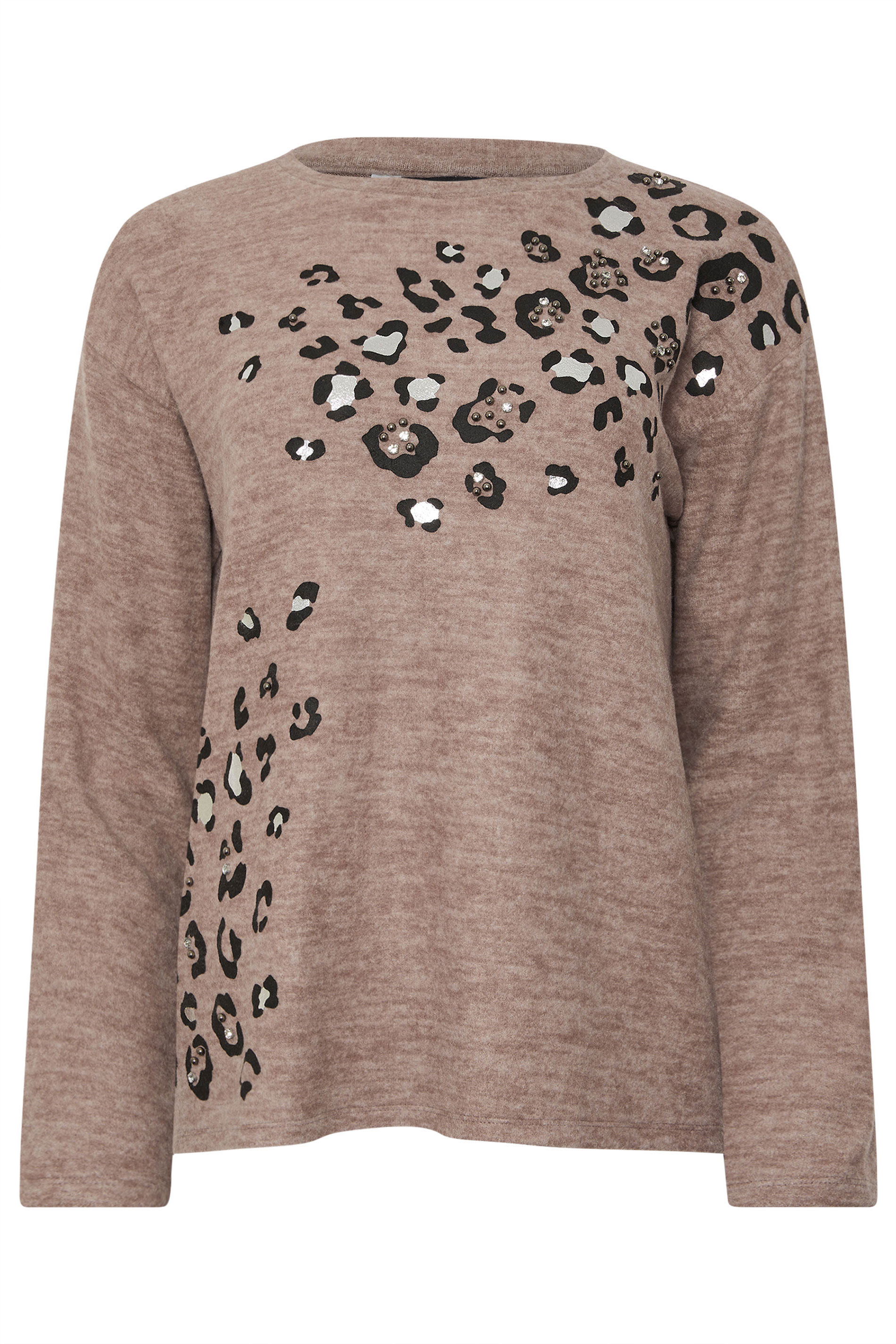 LTS Tall Brown Animal Embellished Jumper | Long Tall Sally 5