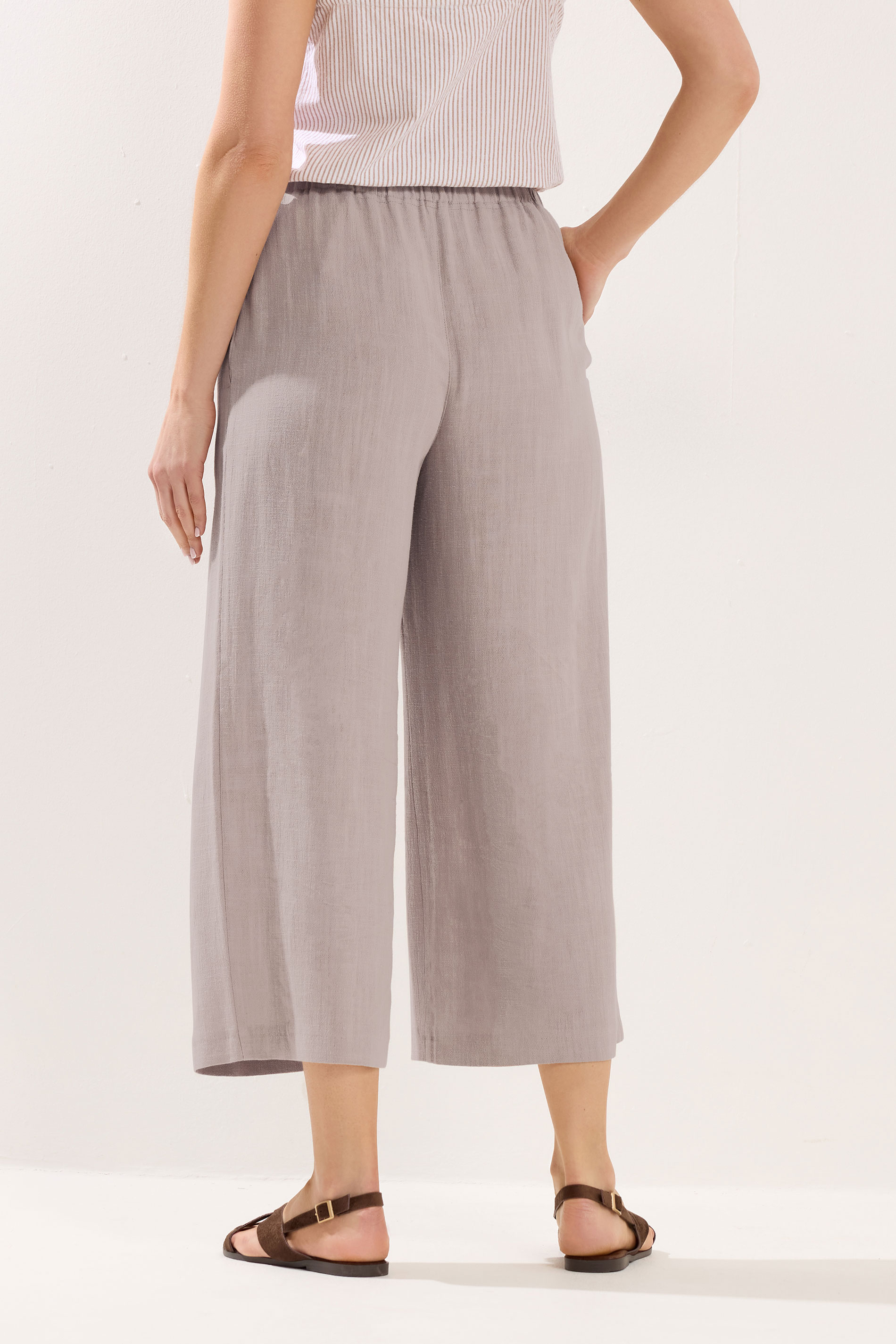 LTS Tall Women's Natural Brown Linen Cropped Trousers | Long Tall Sally 4