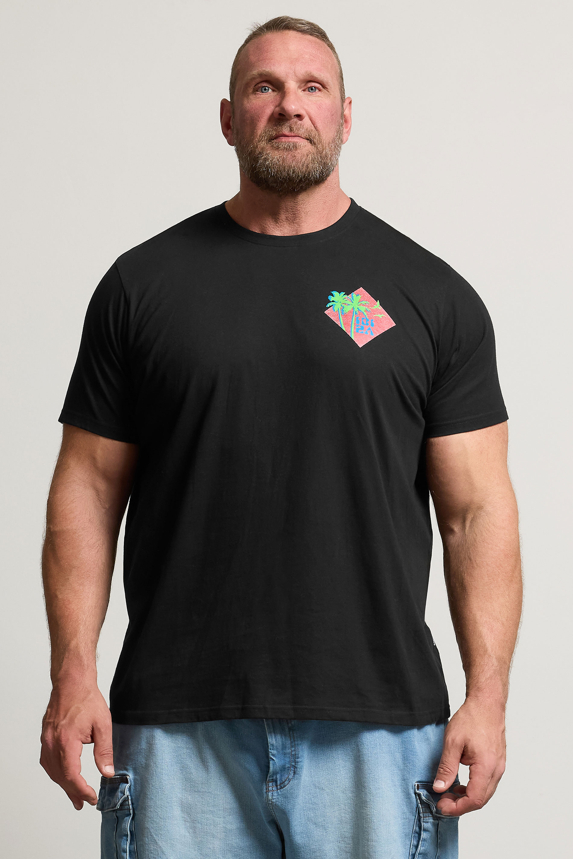 BadRhino Big & Tall Black 'Ibiza' Graphic Print T-Shirt | BadRhino 3