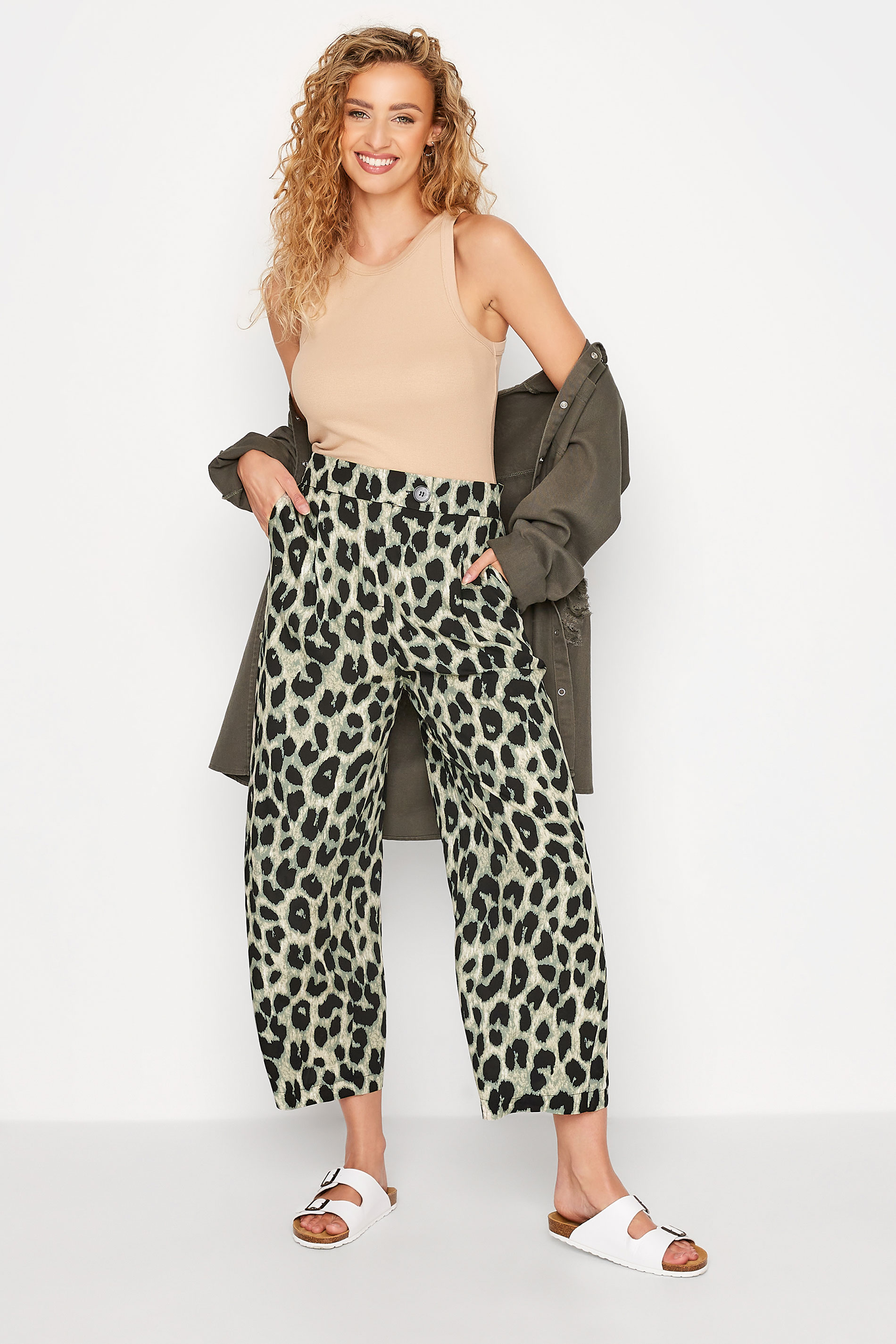 LTS Tall Women's Black Leopard Print Cropped Trousers | Long Tall Sally  2