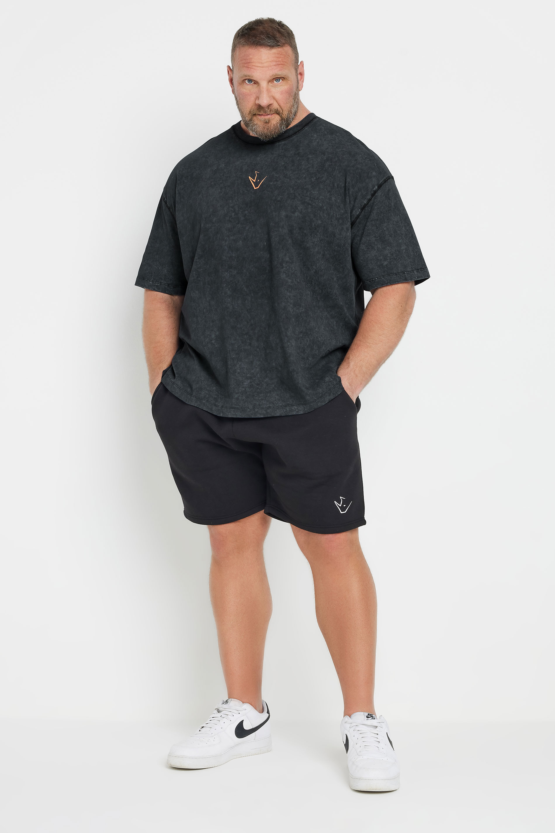 IronRhino Big & Tall Charcoal Grey Acid Wash 'Barbell Club' T-Shirt | BadRhino 3