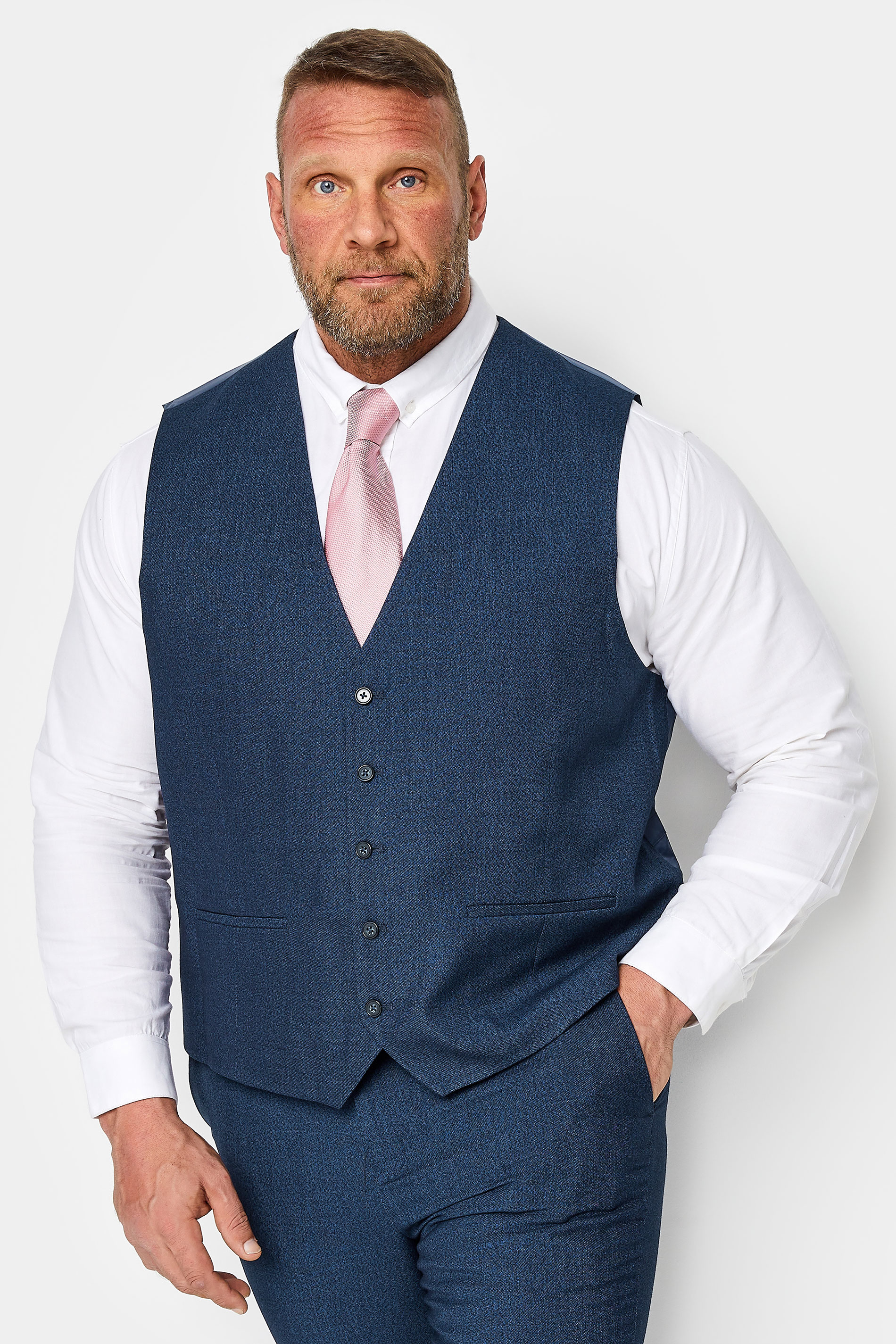 BadRhino Big & Tall Blue Wedding Suit Waistcoat | BadRhino 3