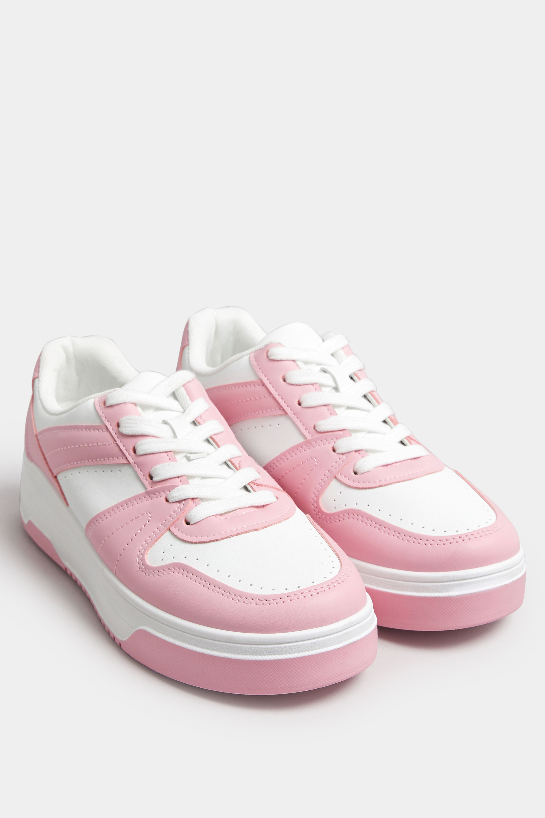 Pink & White Chunky Trainers In Extra Wide EEE Fit | Yours Clothing 2