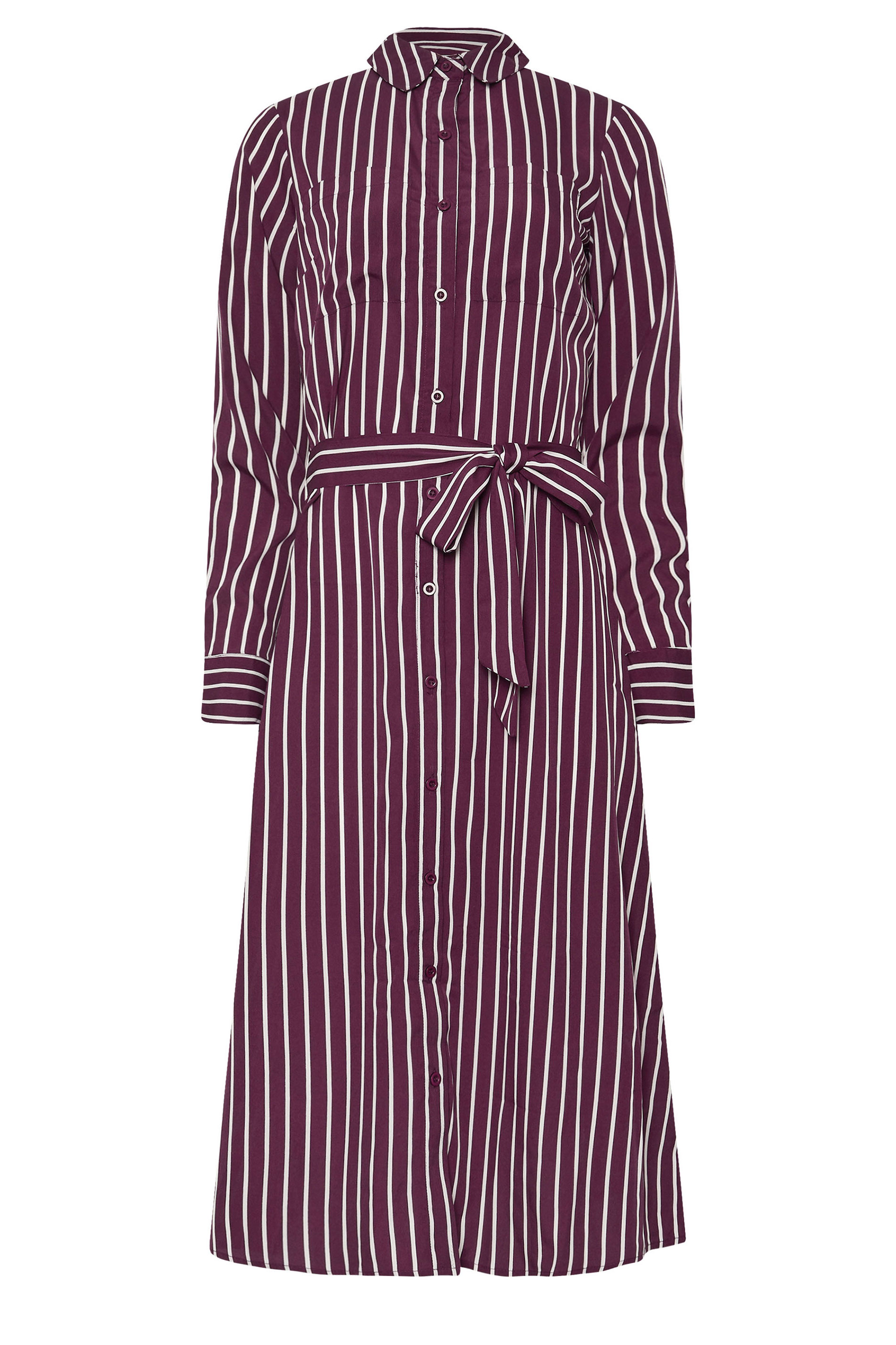 LTS Tall Burgundy Red Striped Long Sleeve Shirt Dress | Long Tall Sally 5
