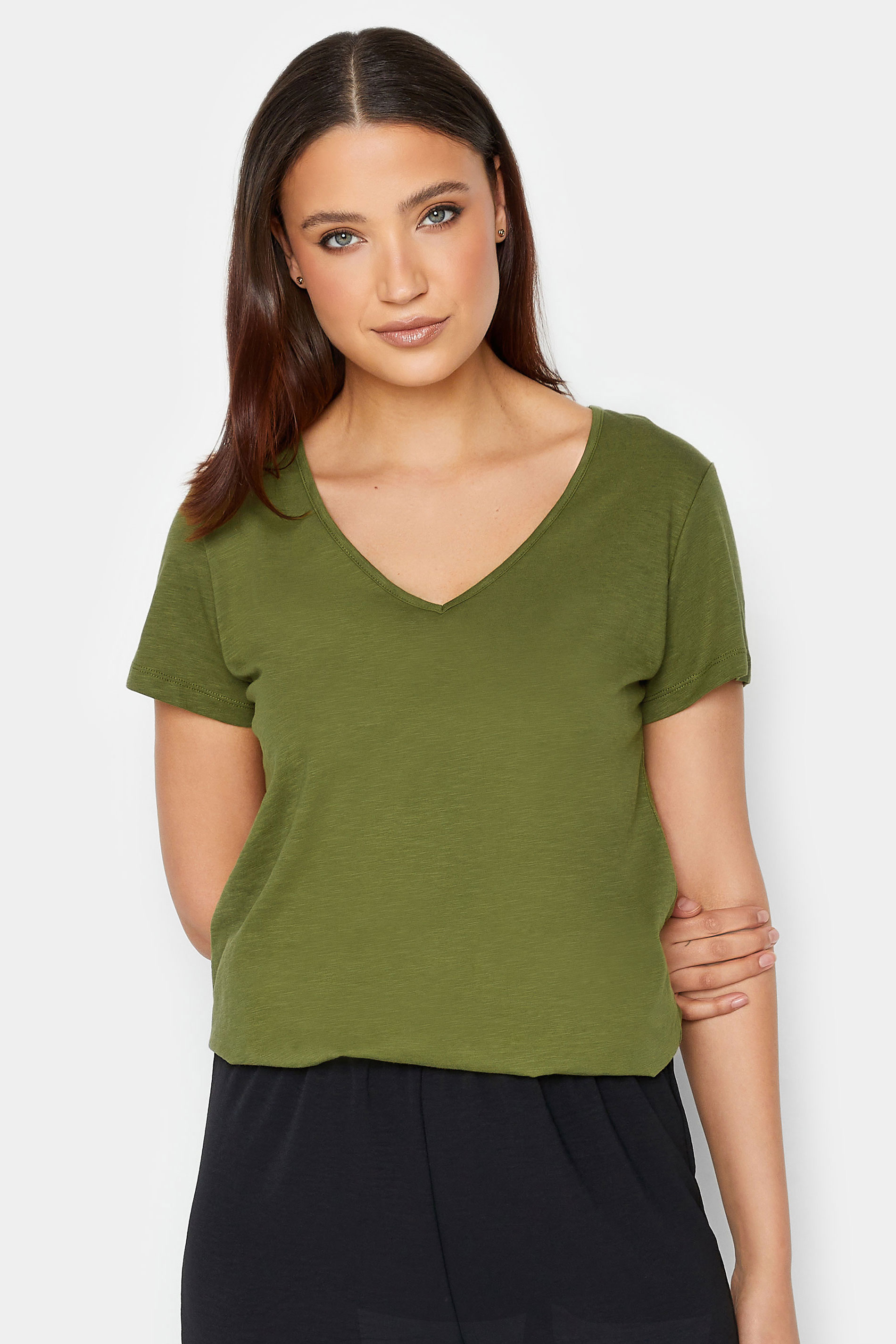LTS Tall Womens Olive Green Short Sleeve T-Shirt | Long Tall Sally  1