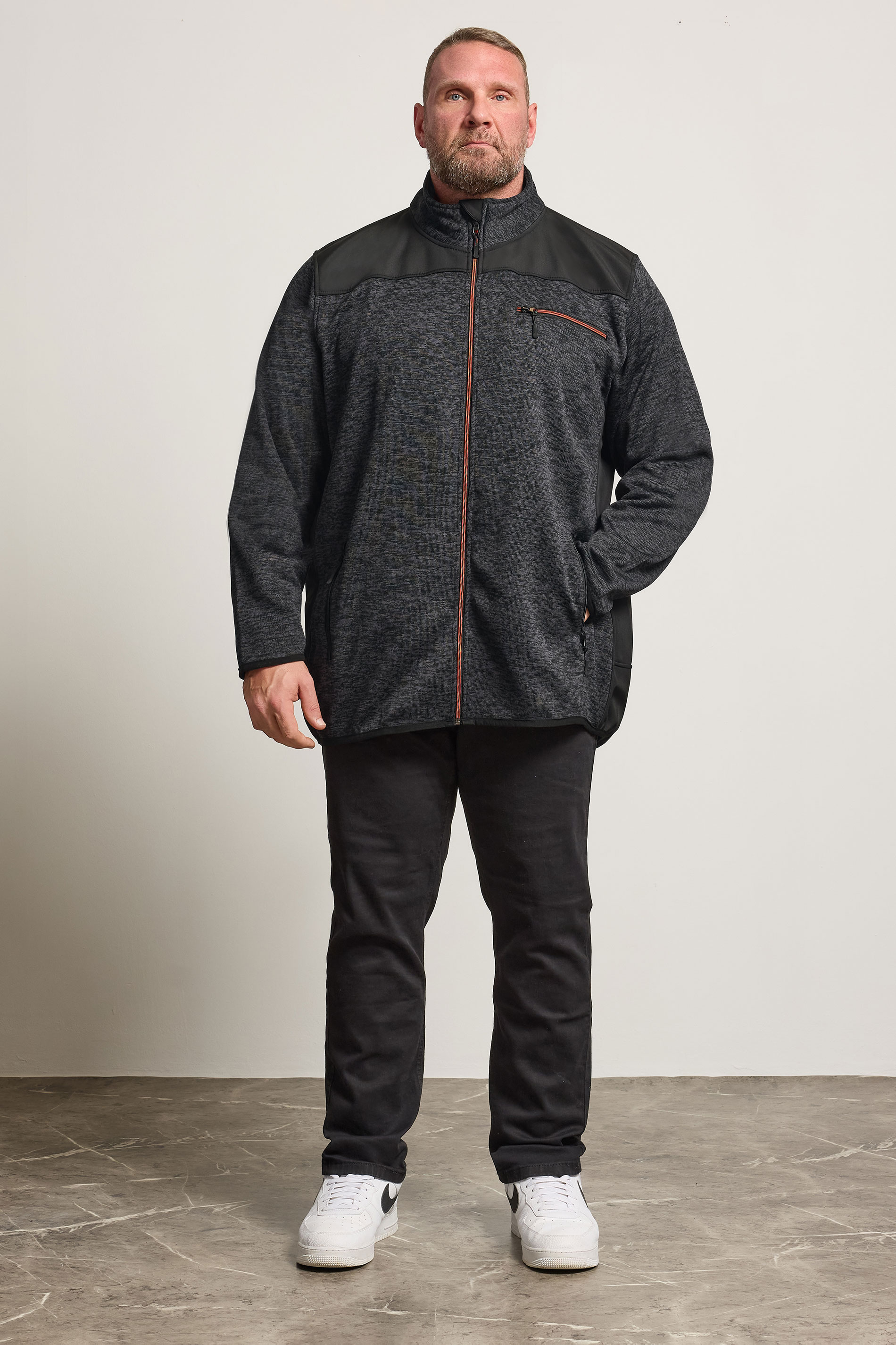 Kam Big & Tall Black Twisted Marl Fleece Jacket | BadRhino 2