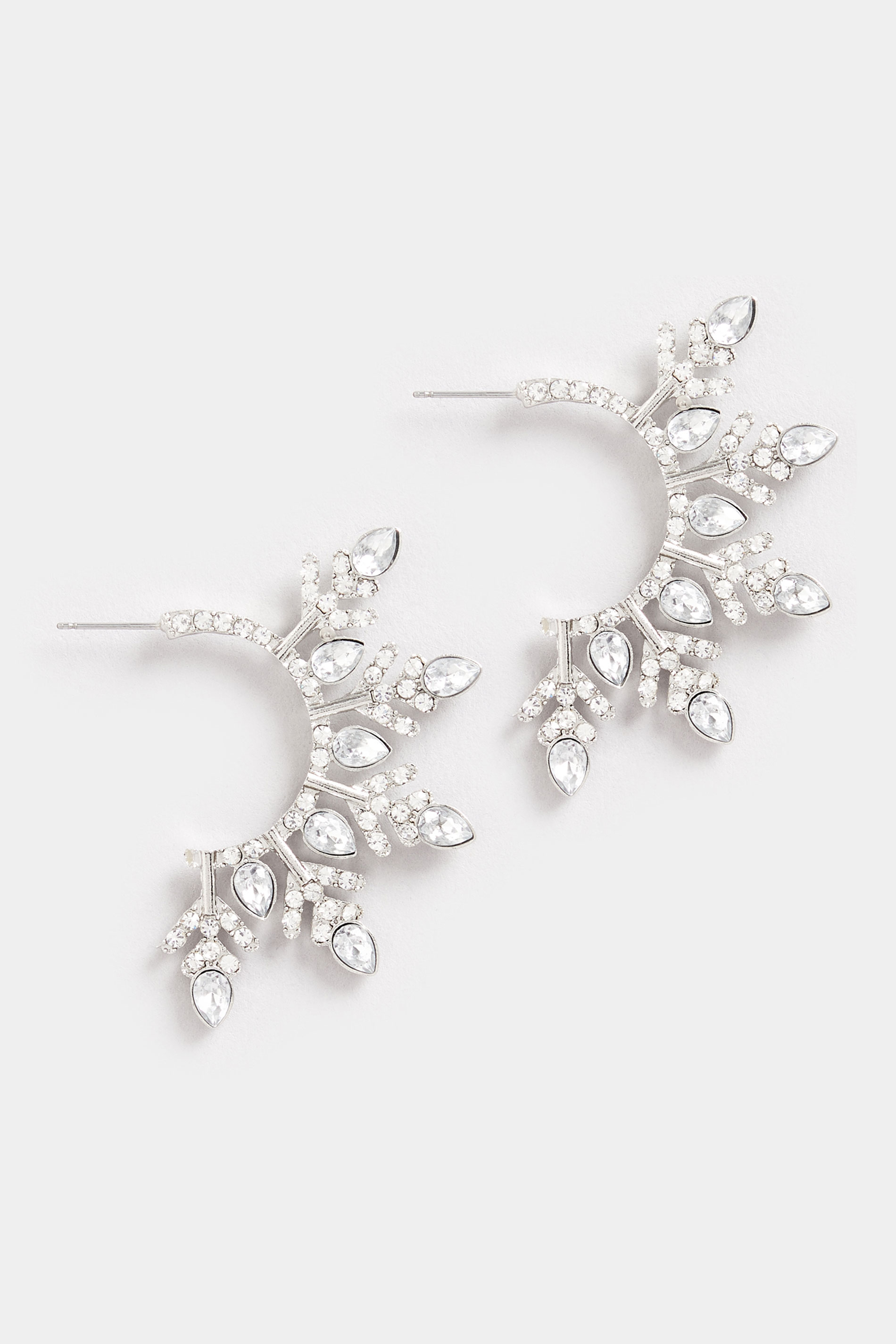 Silver Tone Diamante Snowflake Novelty Earrings | Yours Clothing 2