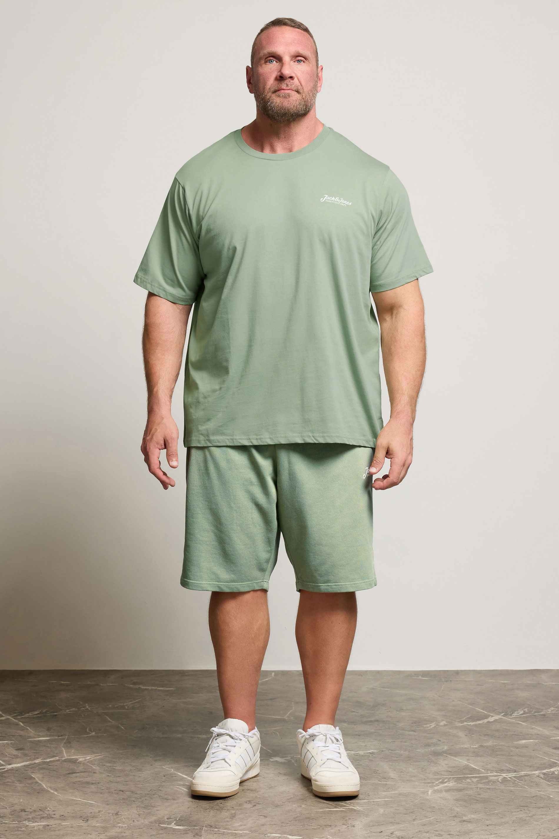 JACK & JONES Big & Tall Iceberg Green 'Beau' T-Shirt & Short Set | BadRhino 2