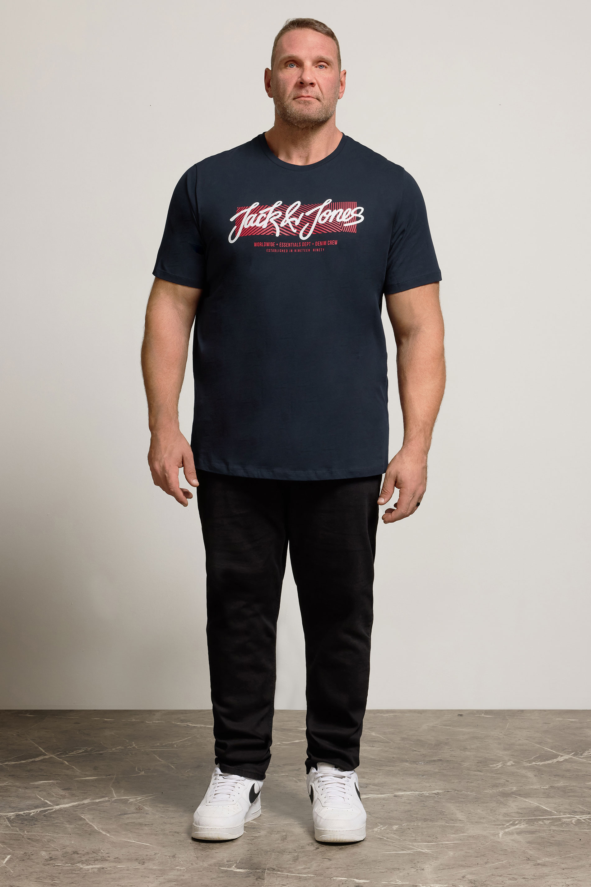 JACK & JONES Big & Tall Sky Captain Blue Urban T-Shirt | BadRhino 2