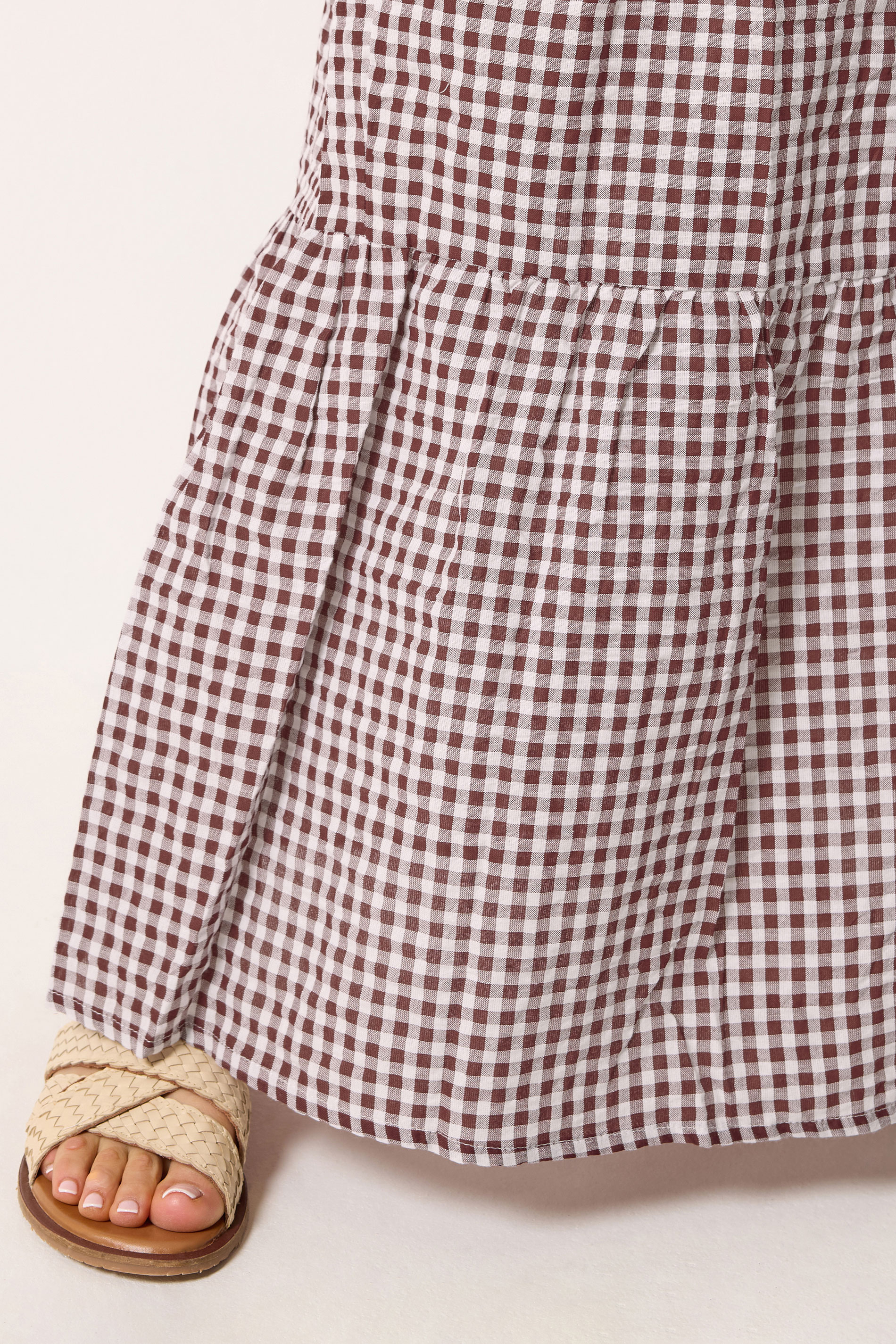 LTS Tall Women's Burgundy Red & White Gingham Cotton Maxi Skirt | Long Tall Sally 4