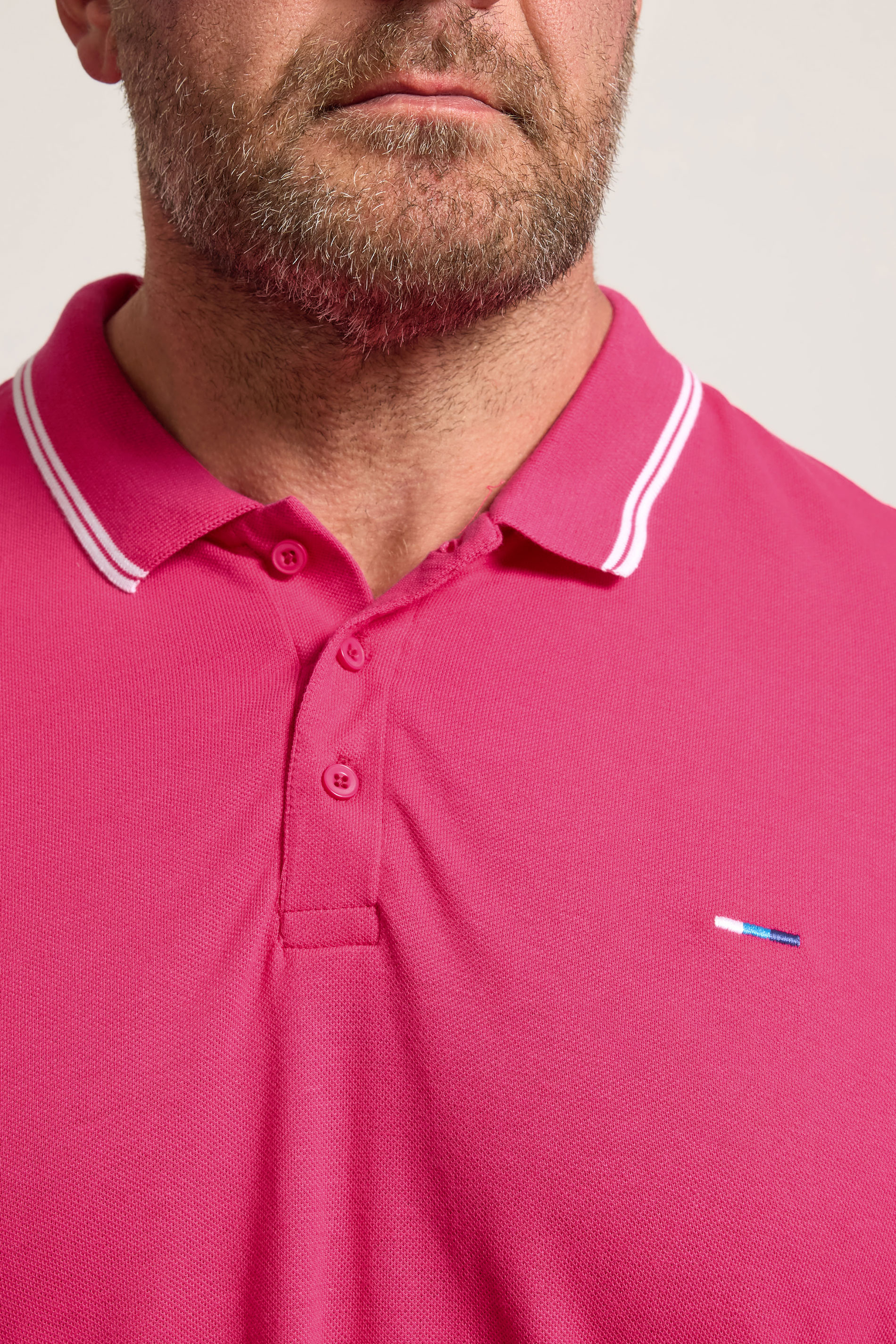 BadRhino Big & Tall Pink & White Tipped Polo Shirt | BadRhino 4