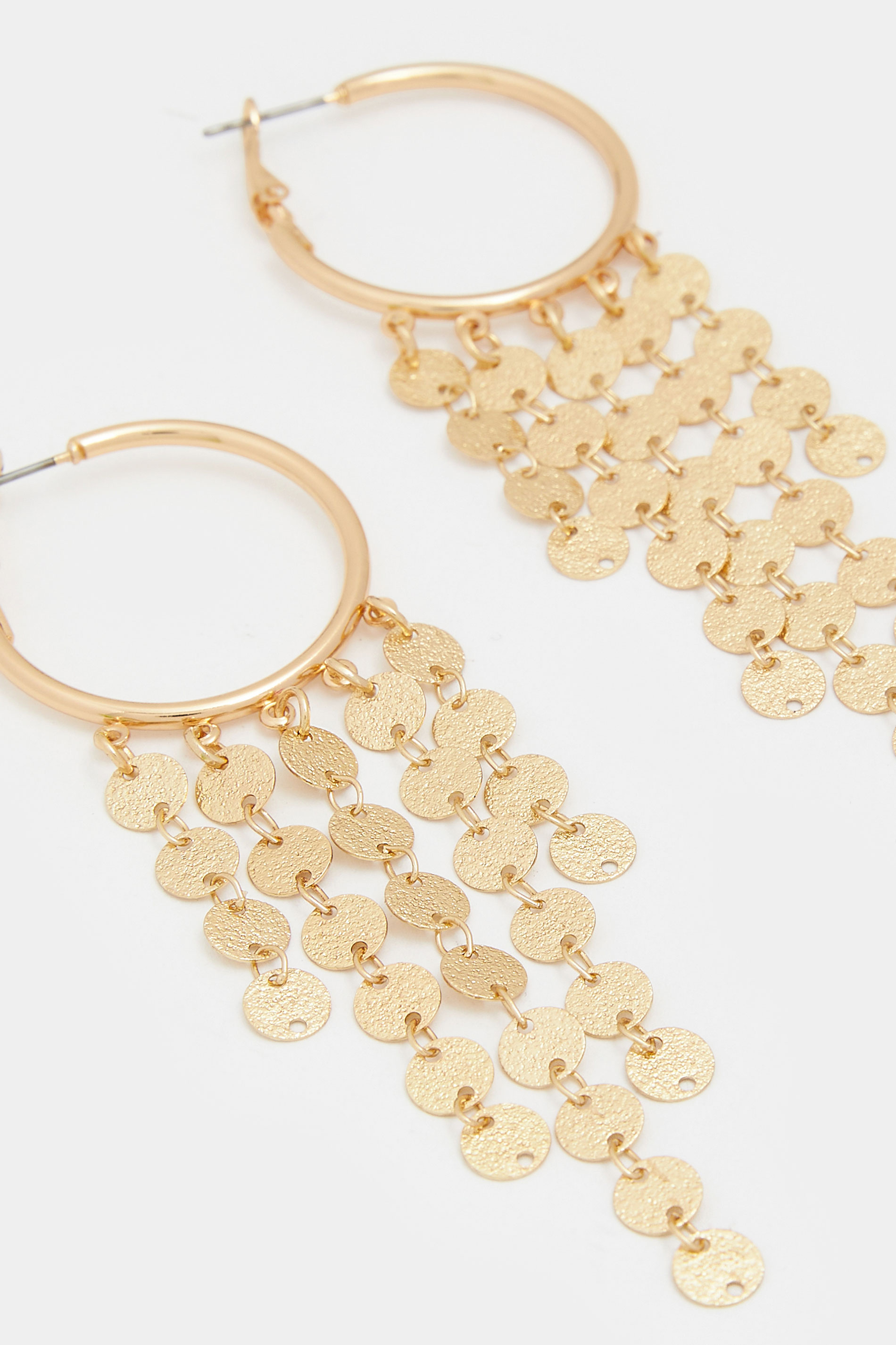 Gold Tone Disc Drop Earrings | Yours Clothing 2