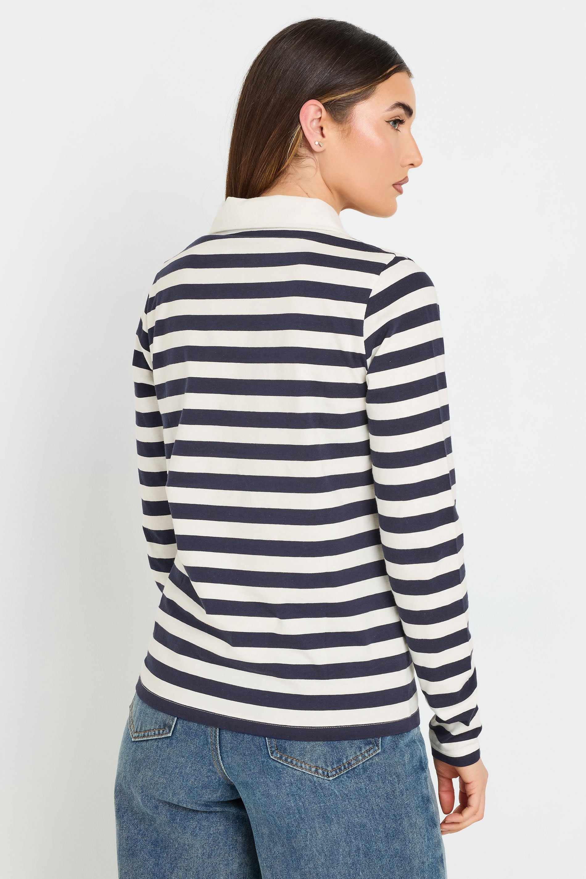 LTS Tall Navy Blue Stripe Placket Polo Top | Long Tall Sally 4