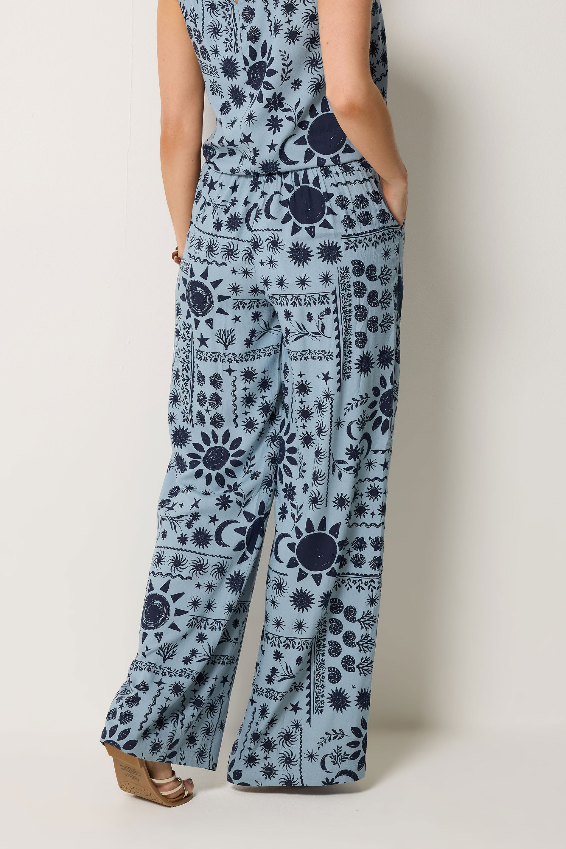 LTS Tall Women's Blue Coastal Print Wide Leg Trousers | Long Tall Sally 4