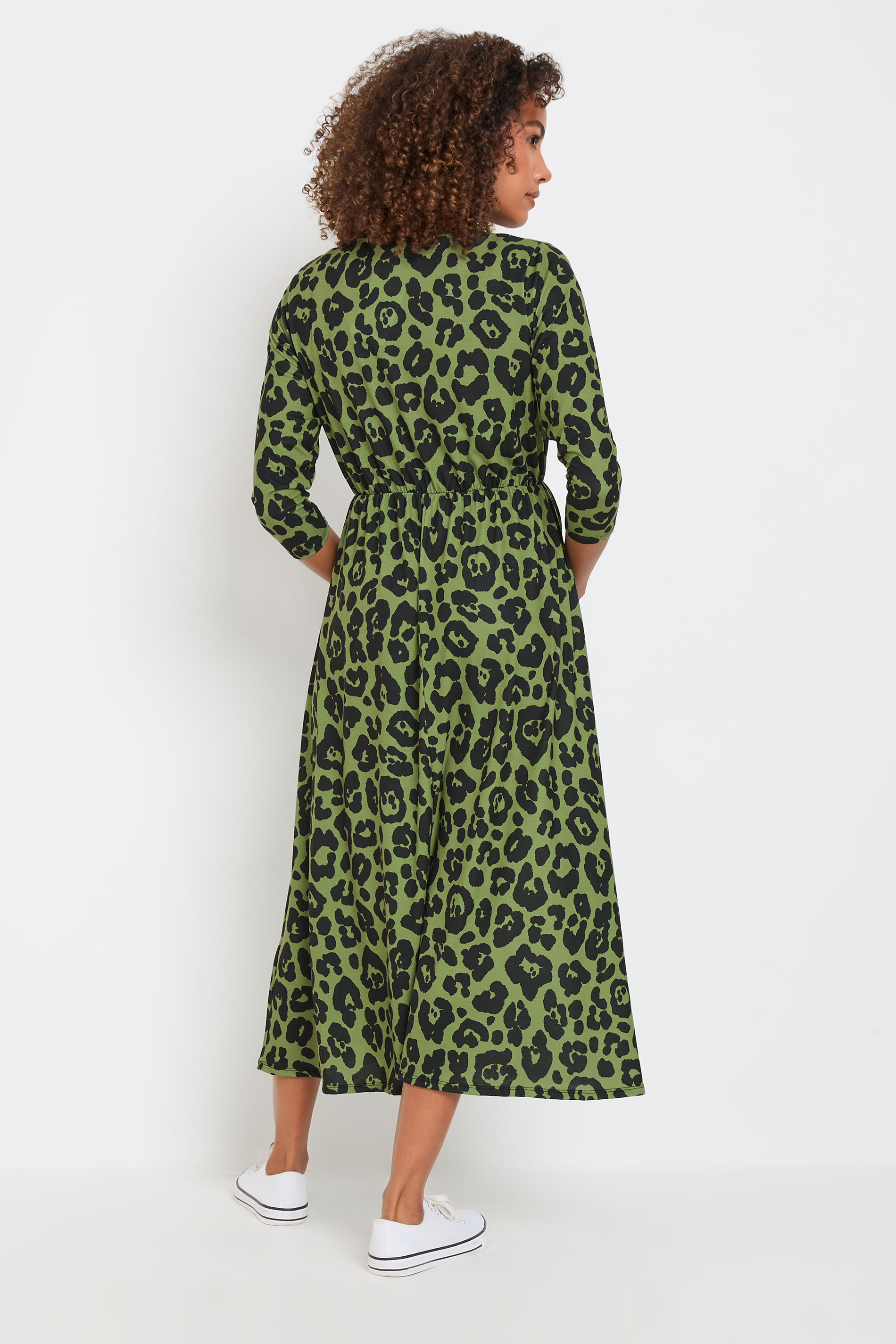 M&Co Green Animal Print 3/4 Sleeve Jersey Dress | M&Co 3