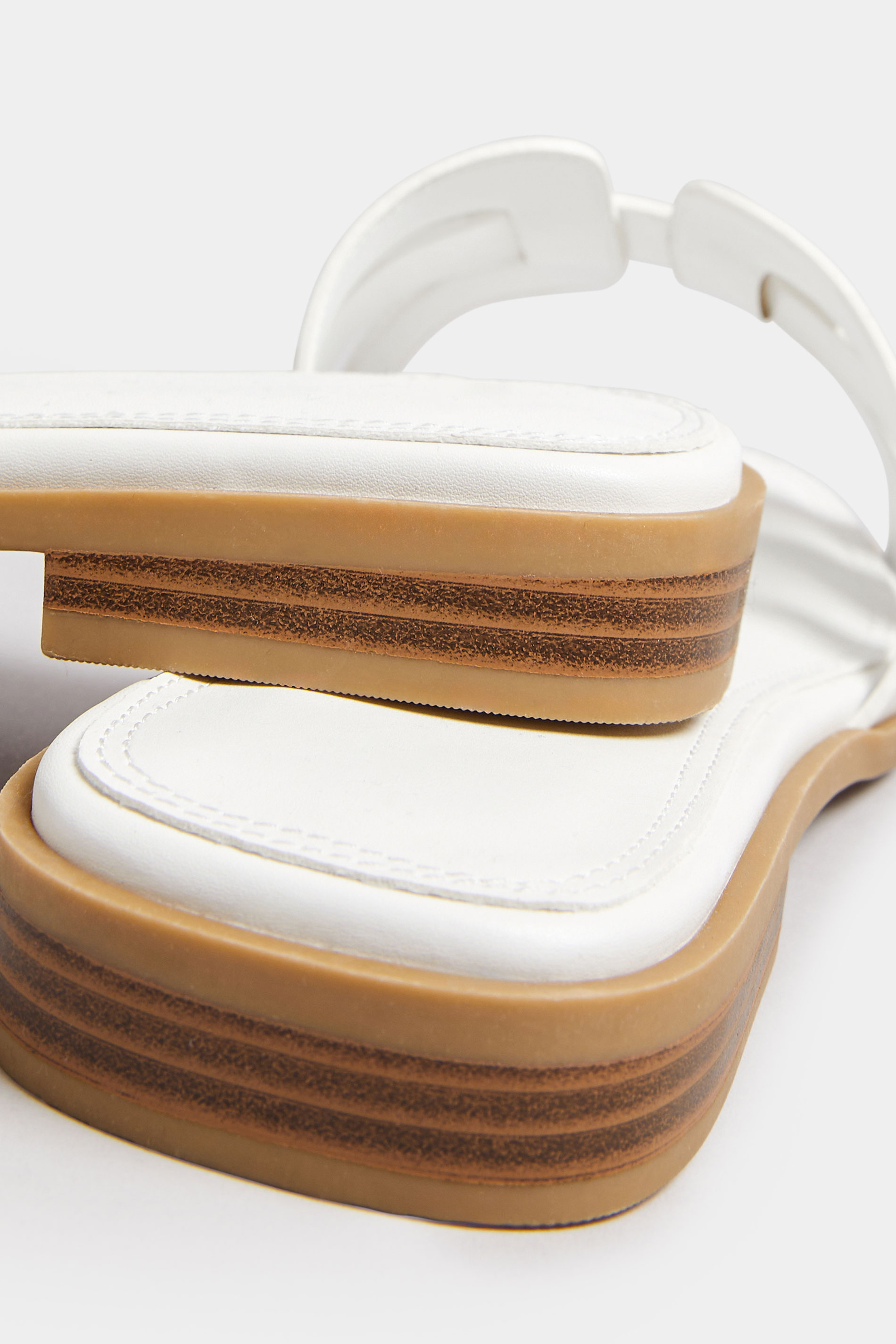 White Cut Out Mule Sandals In Wide E & Extra Wide EEE Fit | Yours Clothing 4