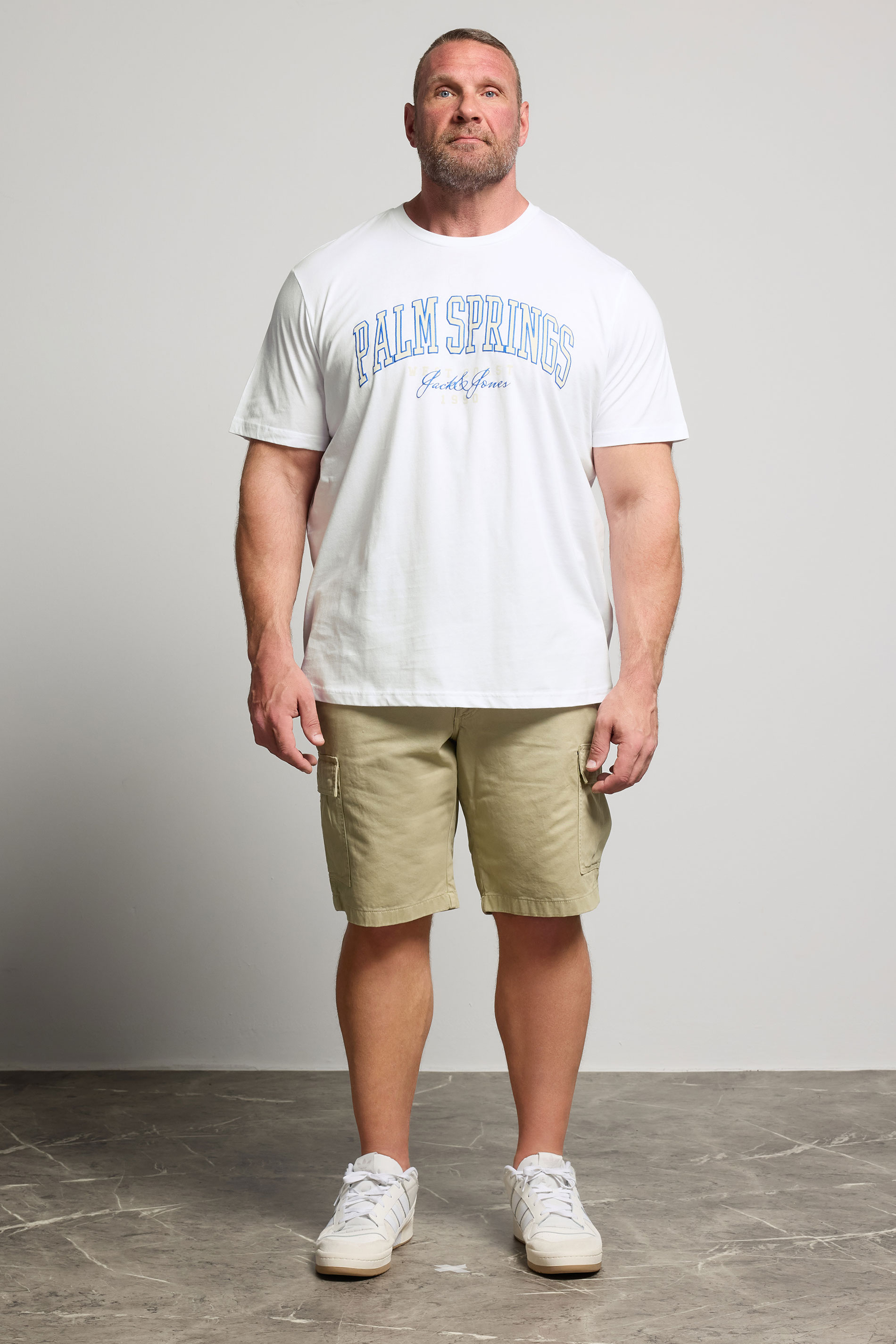 JACK & JONES Big & Tall White 'Palm Springs' Slogan T-Shirt | BadRhino 2