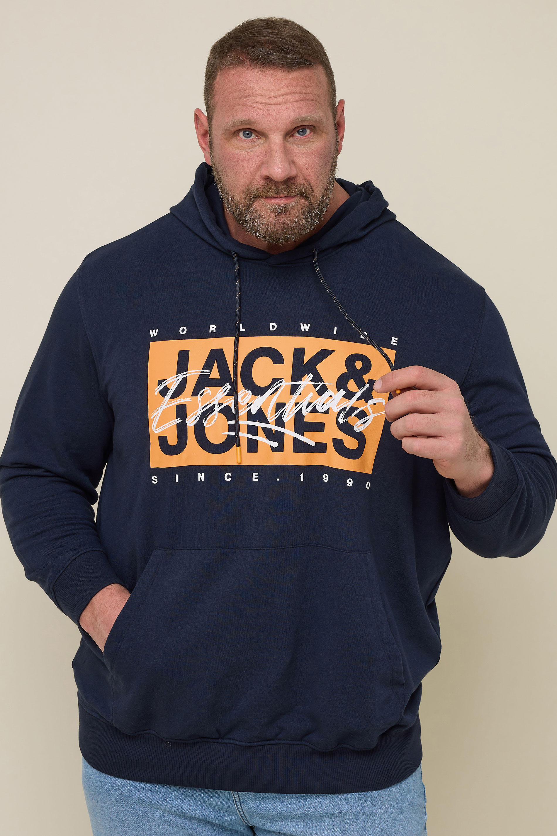 JACK & JONES Big & Tall Navy Blue Colton Hoodie | BadRhino 1