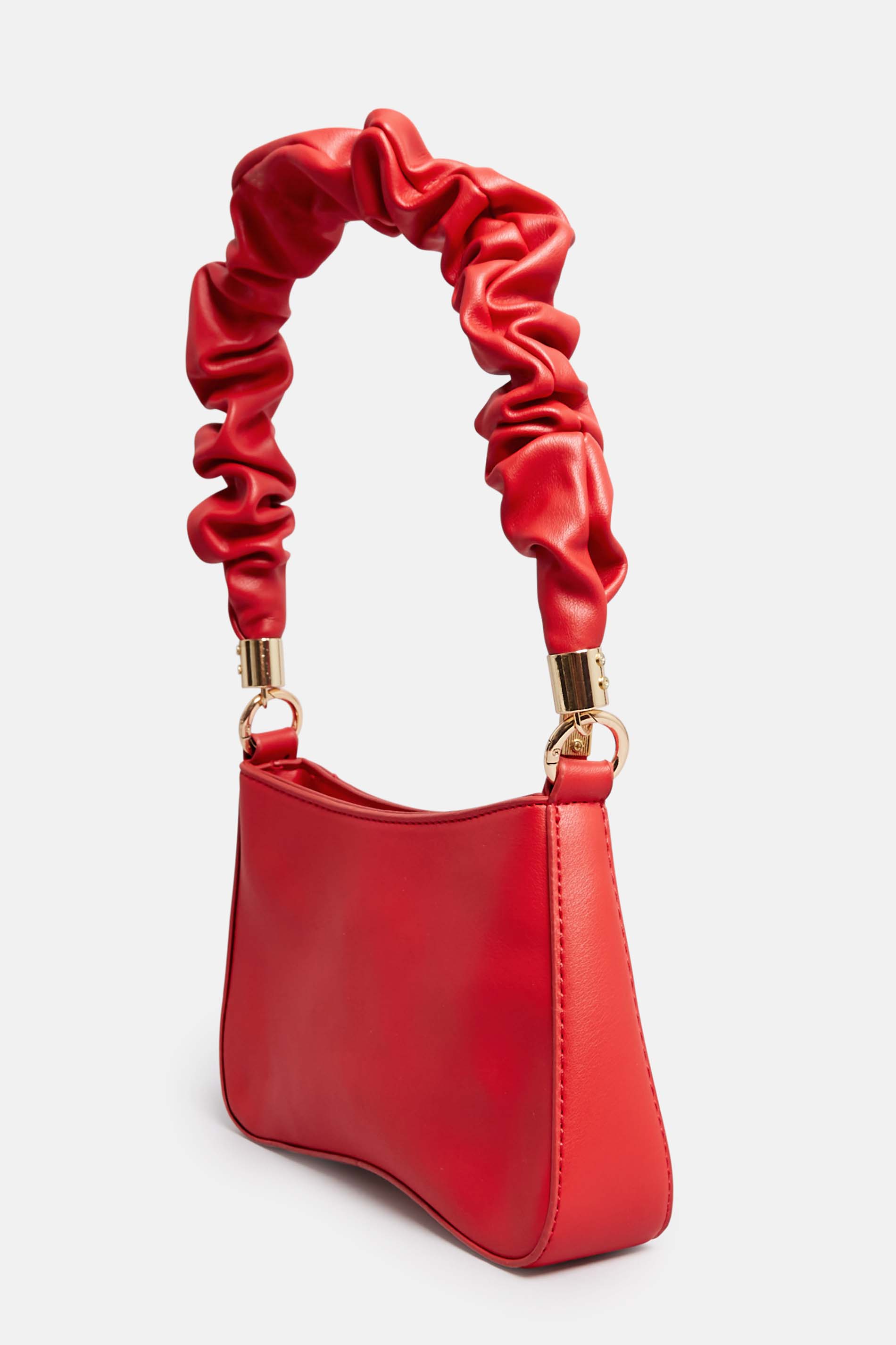 Red Ruched Handle Bag | Yours Clothing 2