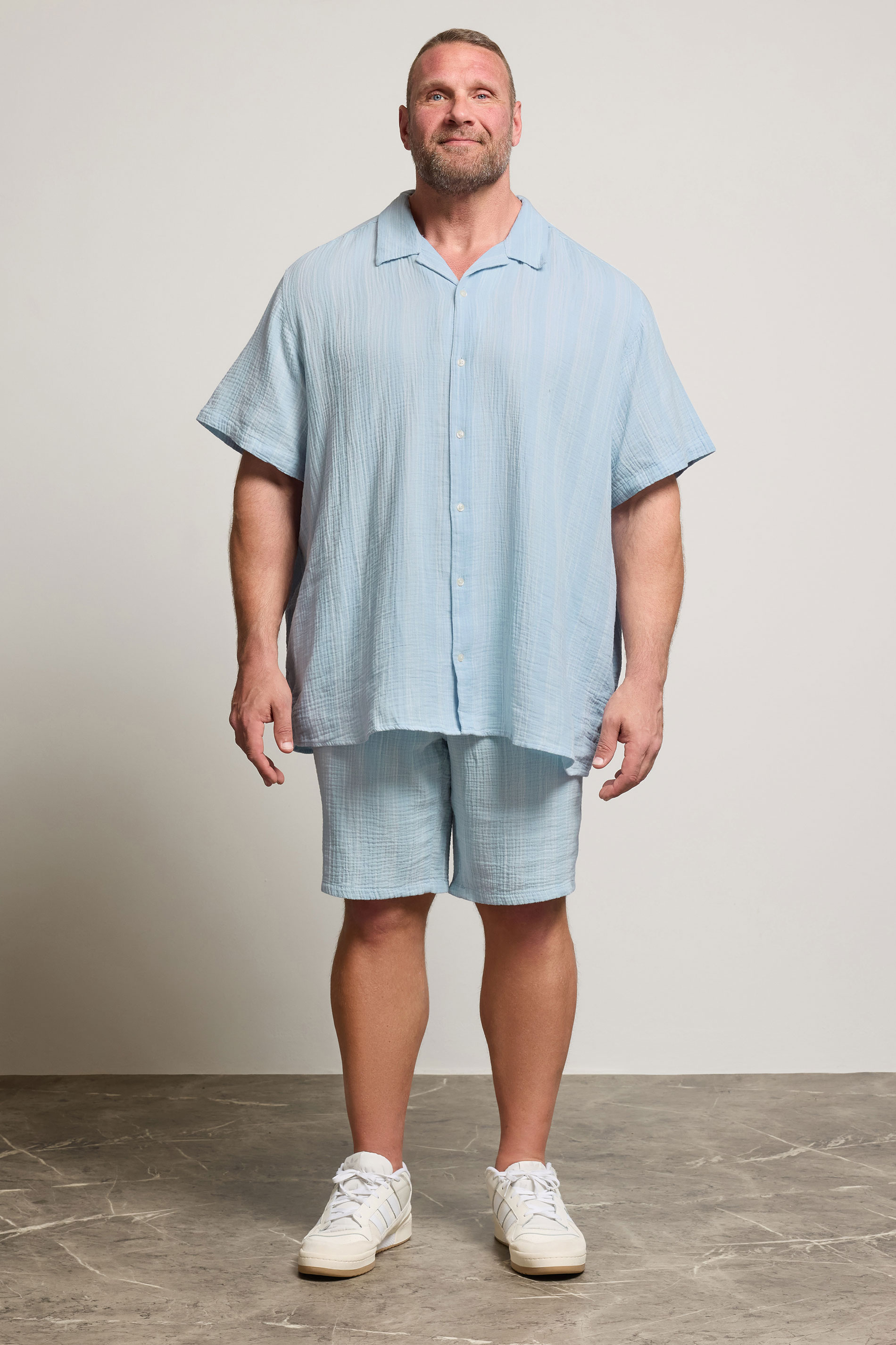 JACK & JONES Big & Tall Light Blue Elasticated Waist Shorts | BadRhino 2