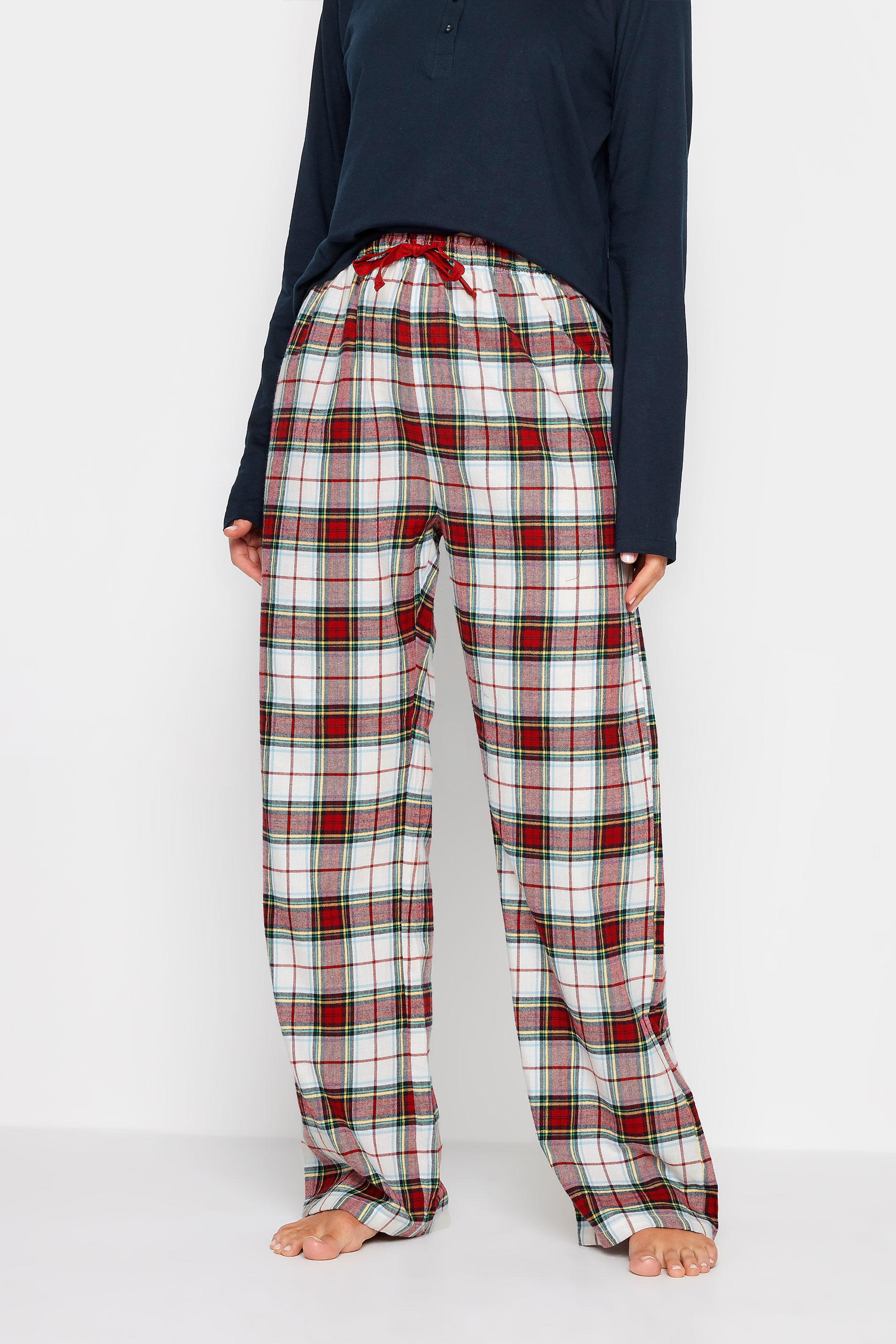 LTS Tall White & Red Tartan Pyjama Bottoms | Long Tall Sally