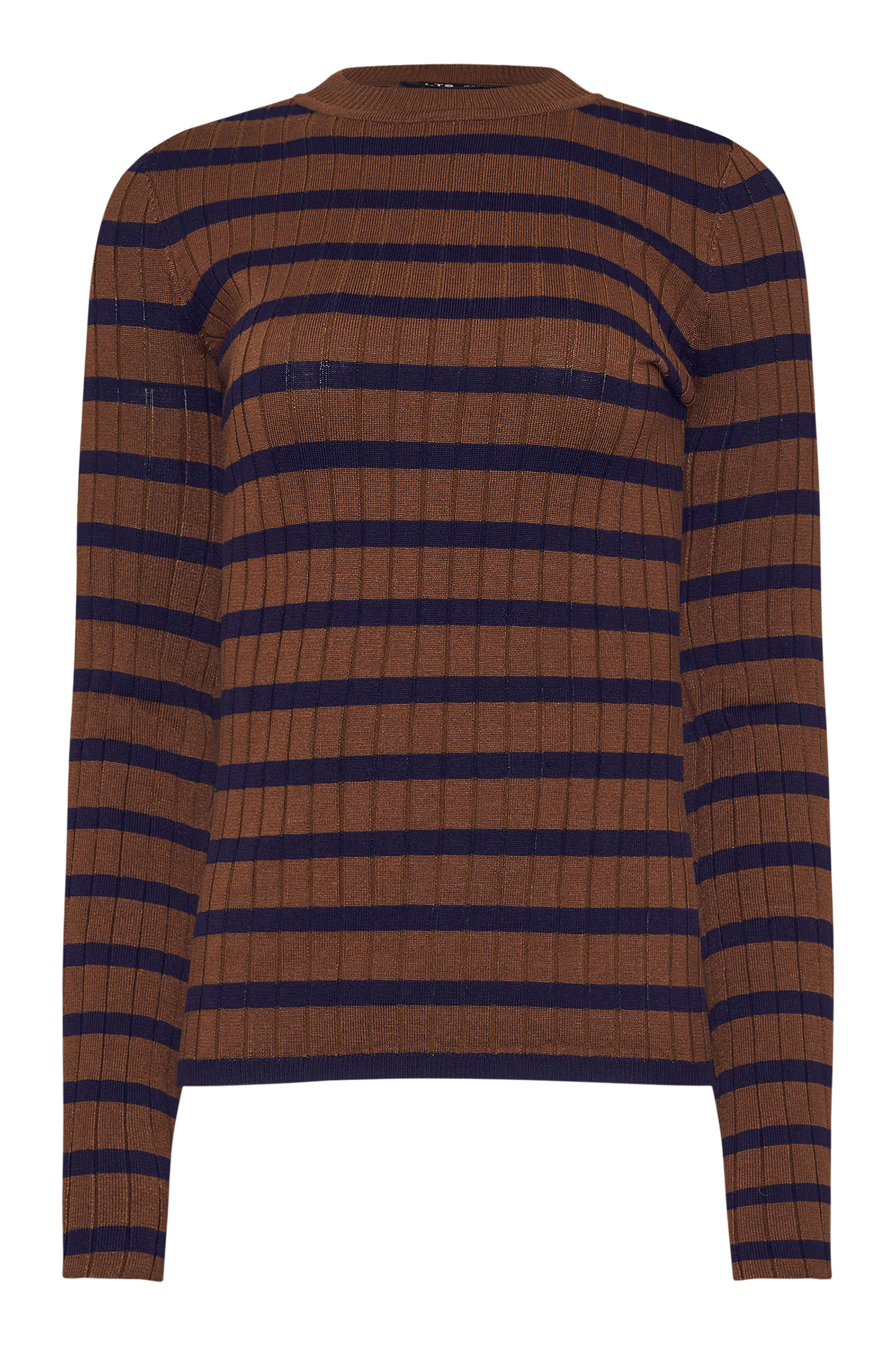LTS Tall Chocolate Brown Striped Ribbed Jumper | Long Tall Sally 5