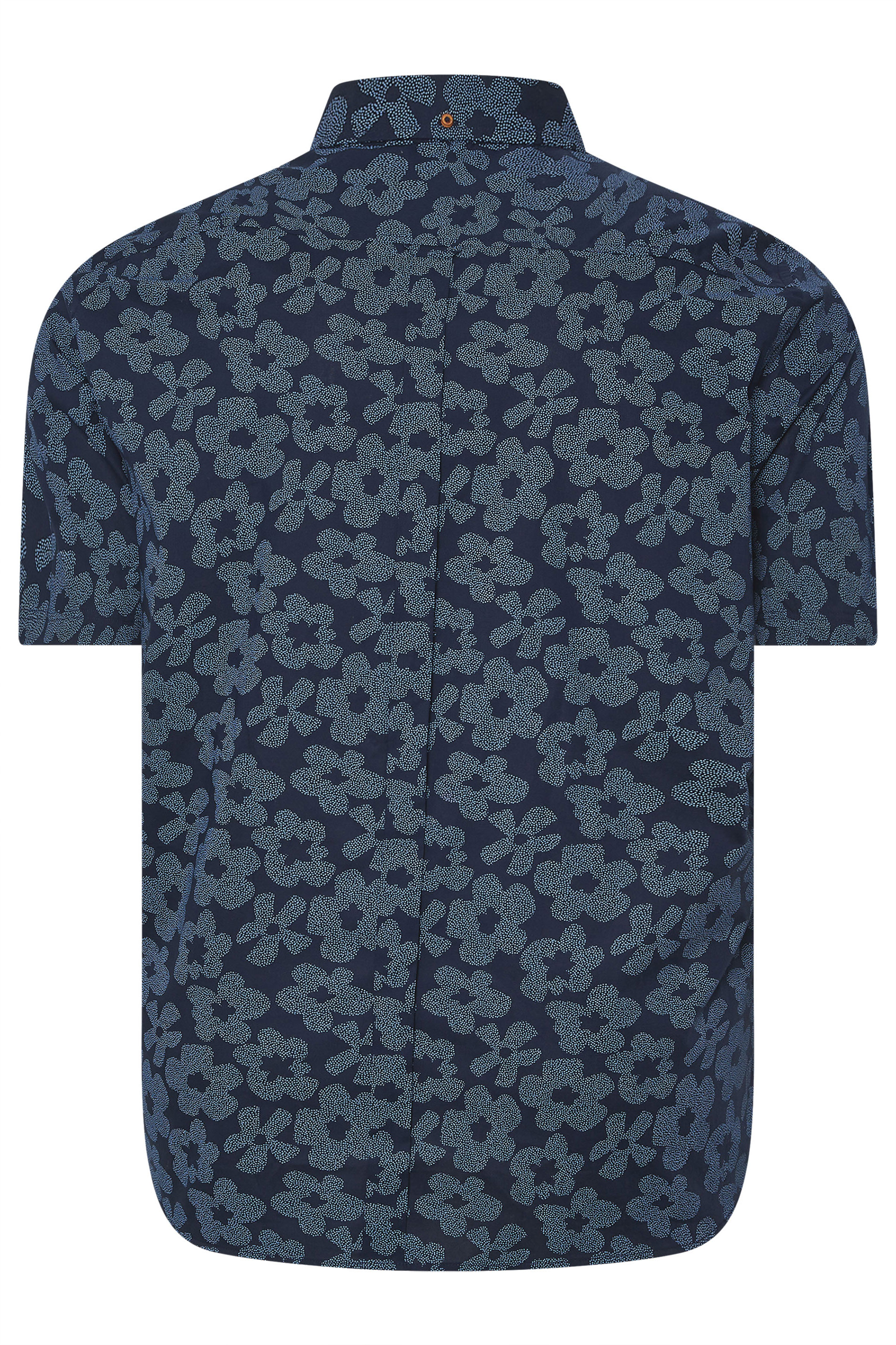 BEN SHERMAN Big & Tall Navy Blue Floral Button Through Shirt | BadRhino 4