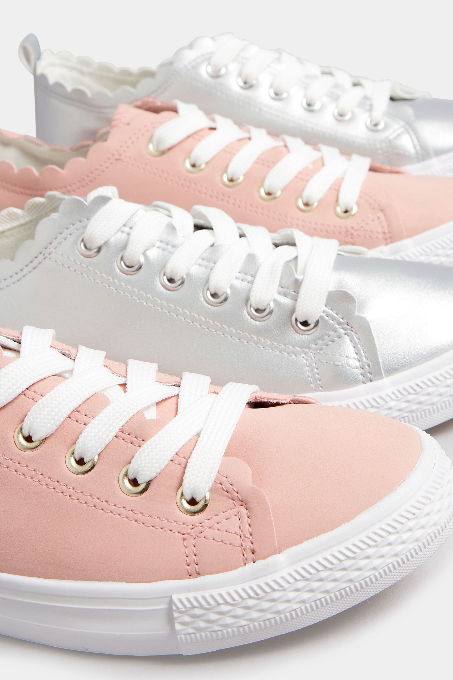 Pink Scalloped Edge Trainers In Wide E Fit | Yours Clothing 5