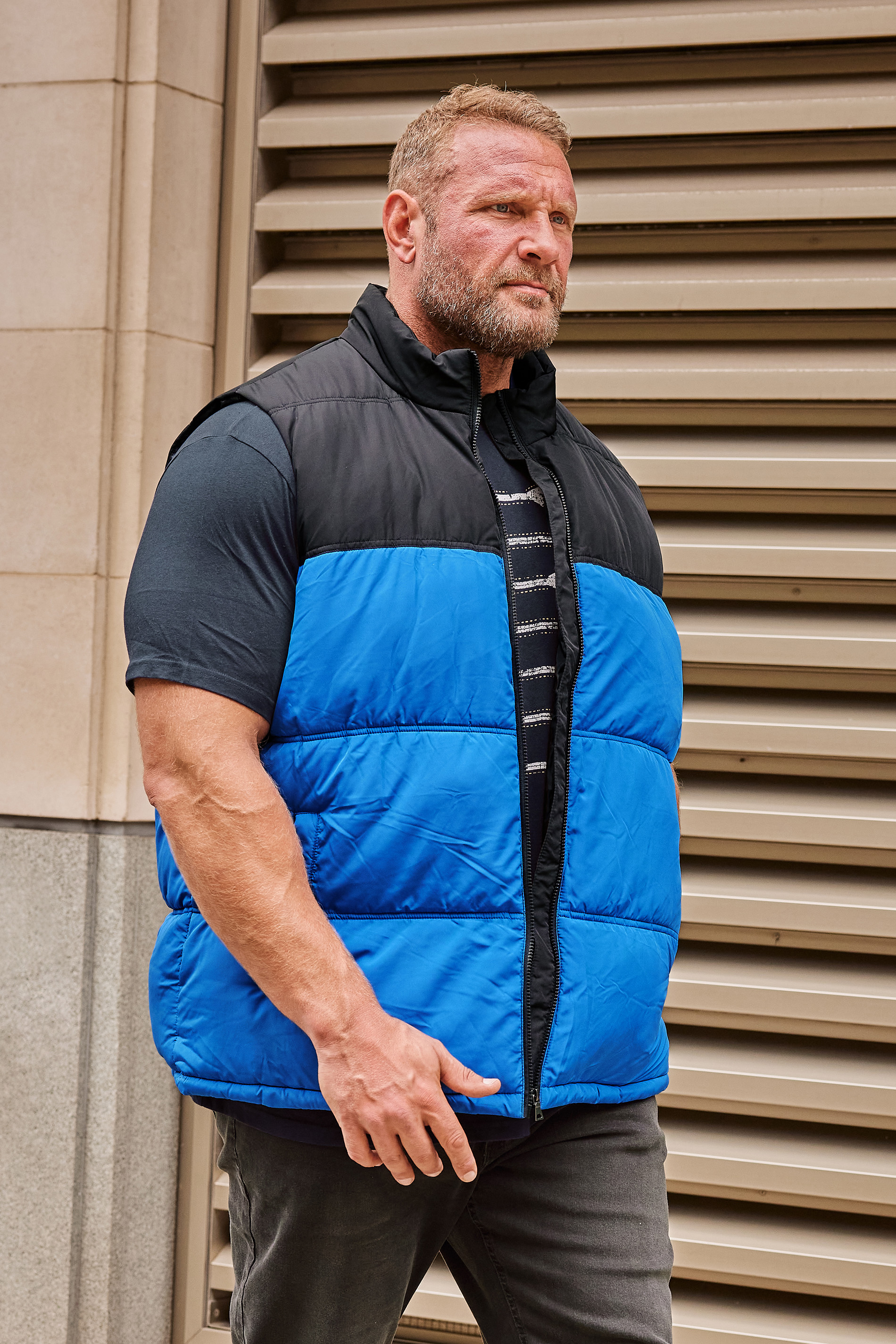 BadRhino Big & Tall Blue Colourblock Padded Gilet | BadRhino 1
